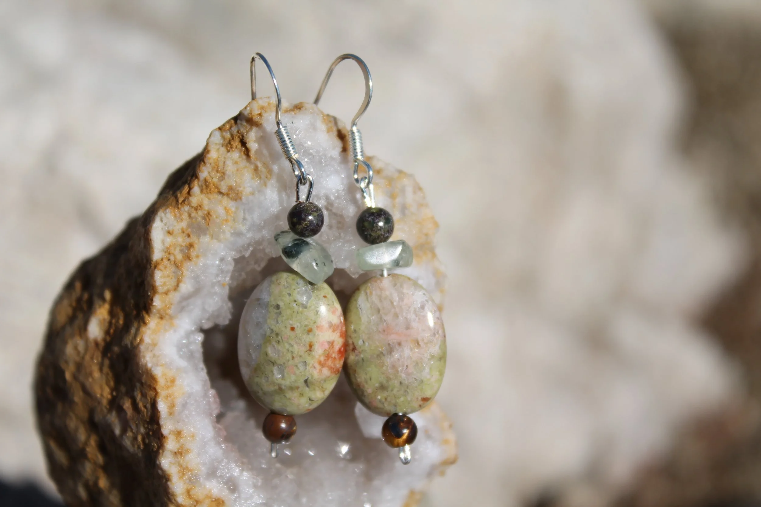 Prehnite & Unakite Earrings