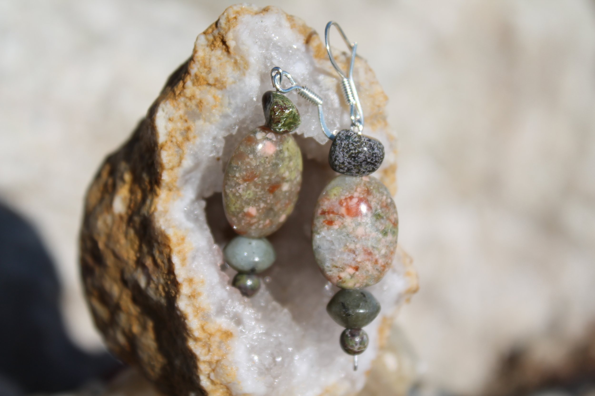 Unakite & Labradorite Earrings