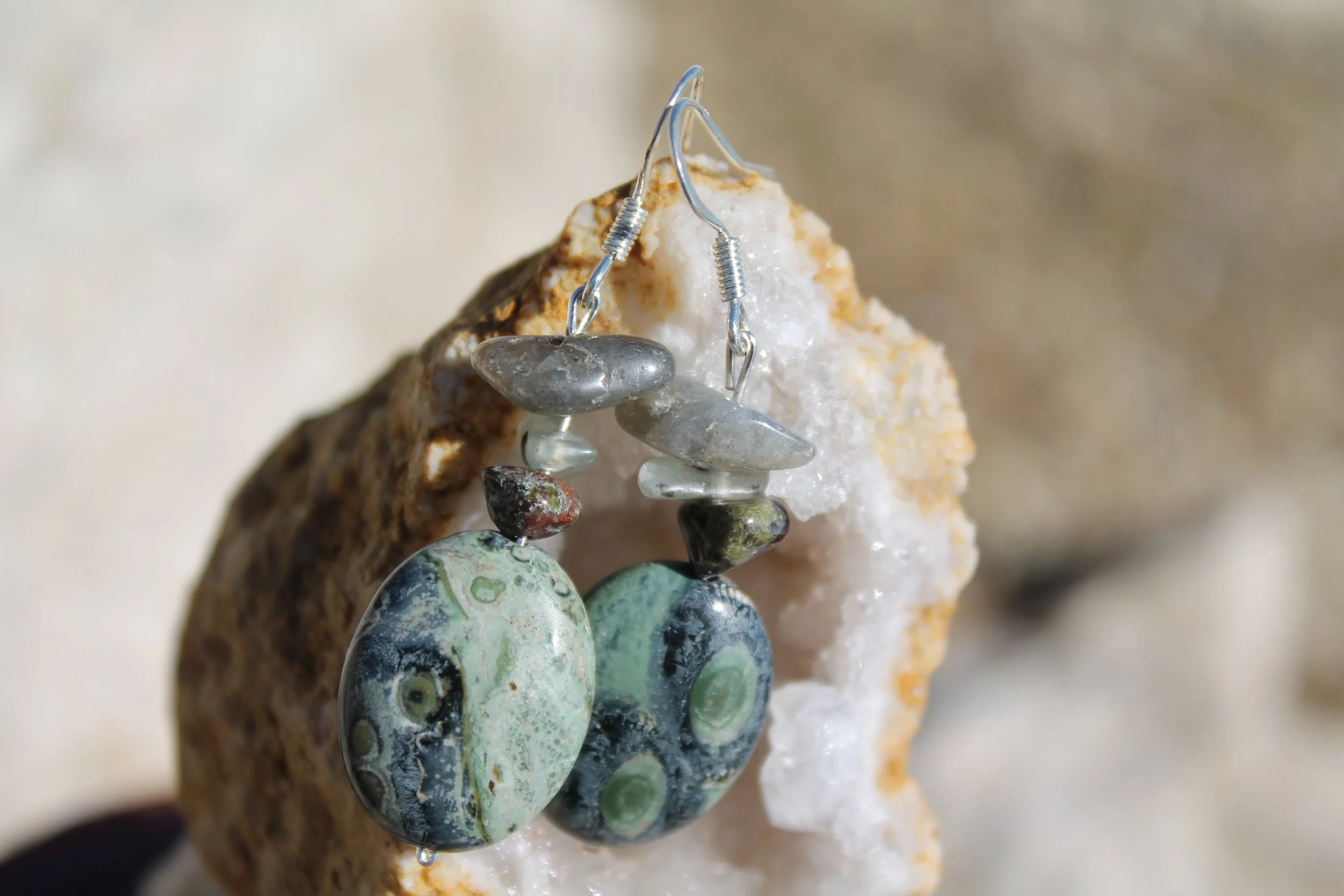 Labradorite & Kambaba Jasper Earrings