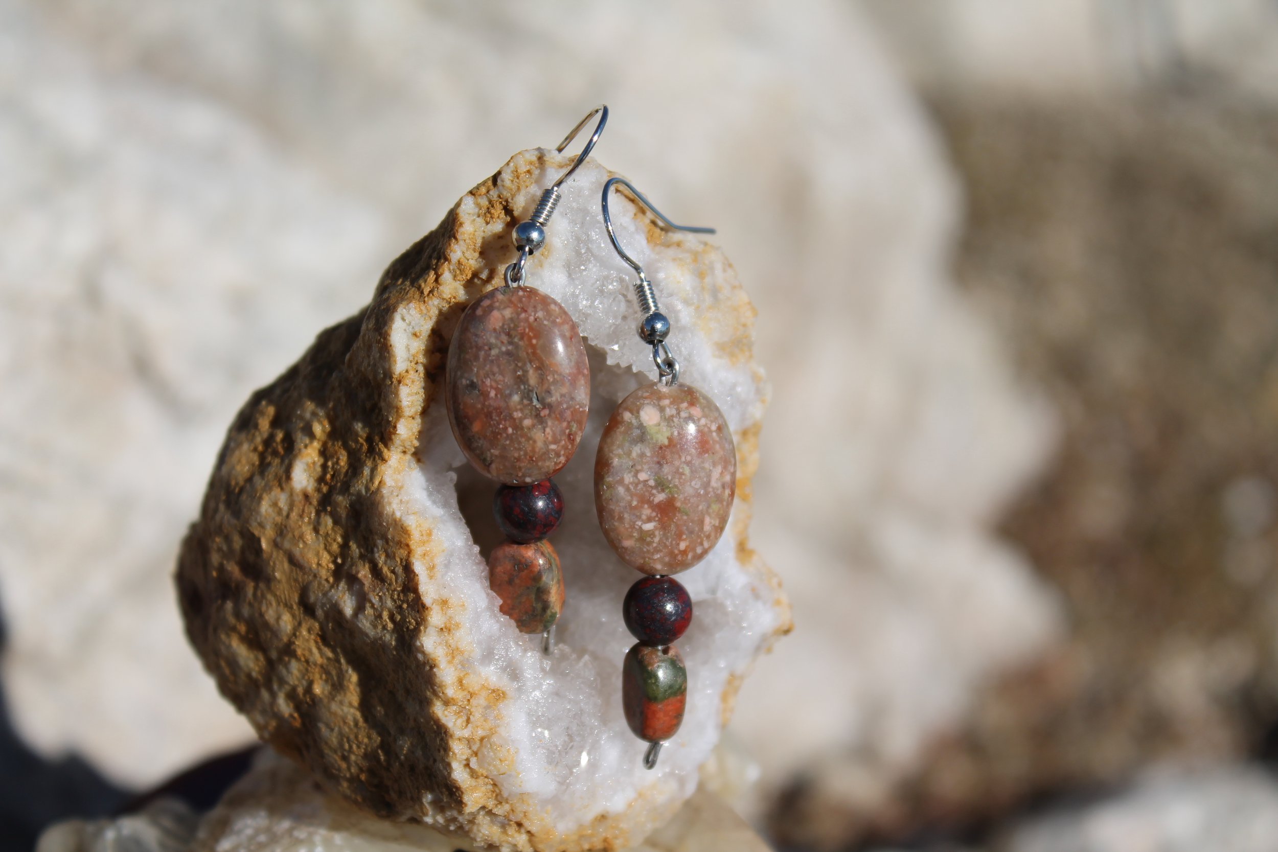 Unakite & Dragon’s Blood Earrings