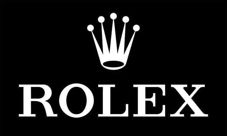 Logotipo de Rolex con corona y texto en fondo negro