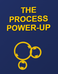 Cover of a book titled 'The Process Power-Up' with yellow text and a graphic of interconnected circles on a dark blue background.
