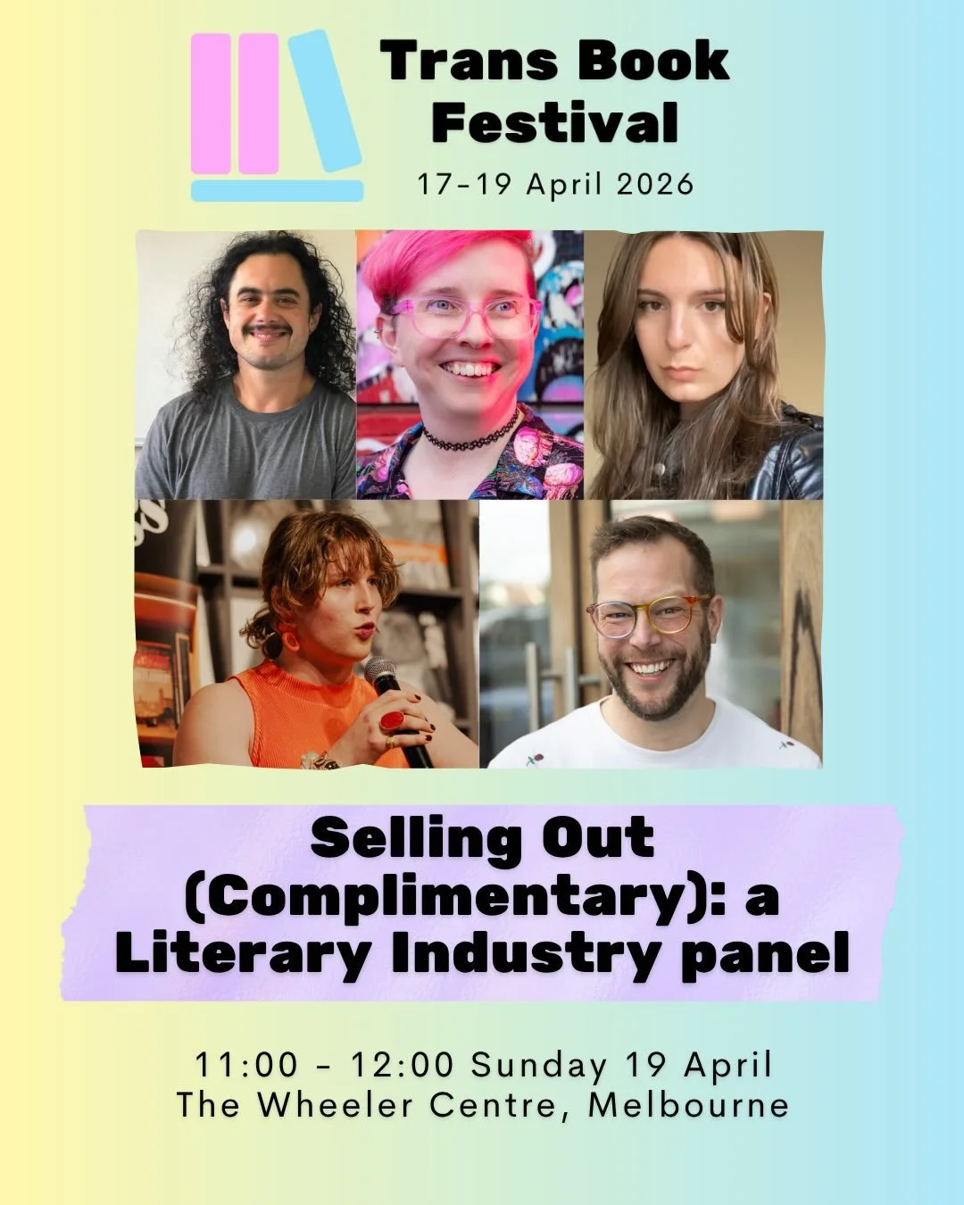 Introducing Selling Out (Complimentary): a Literary Industry panel with Arlie Alizzi, Rae White, Savannah Hollis, Monte Weir, and chaired by Michael Earp. 

Want to share your words with the world? From editing and acquisitions to finding your audien