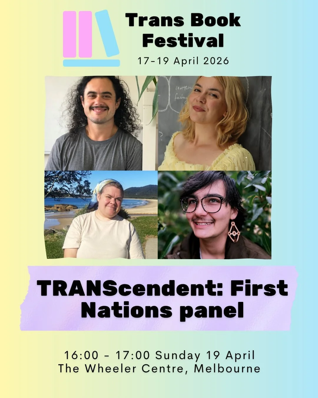 Introducing TRANScedent: First Nations panel with Lay Maloney, Arlie Alizzi, moirra., and chaired by Jazz Money.

Being an Ancestor is beyond the limitations of time, space, and the material world. Join First Nations writers and poets as they yarn ab
