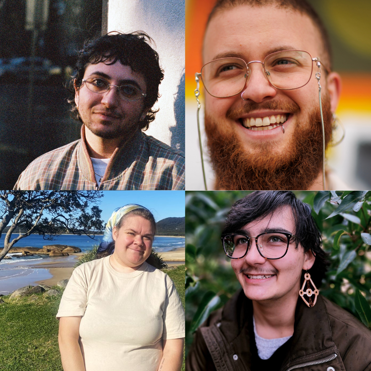 The faces of Hasib Hourani, Nevo Zisin, Lay Maloney, and moirra.