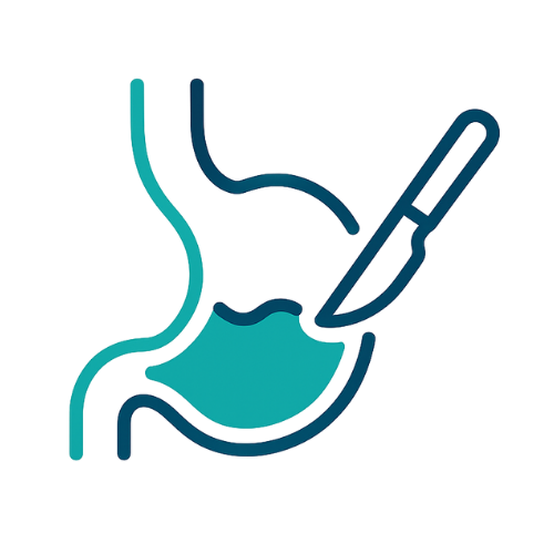 Surgery for reflux in sydney. Medical illustration of a procedure involving a syringe and a stomach, possibly a medical treatment or injection.