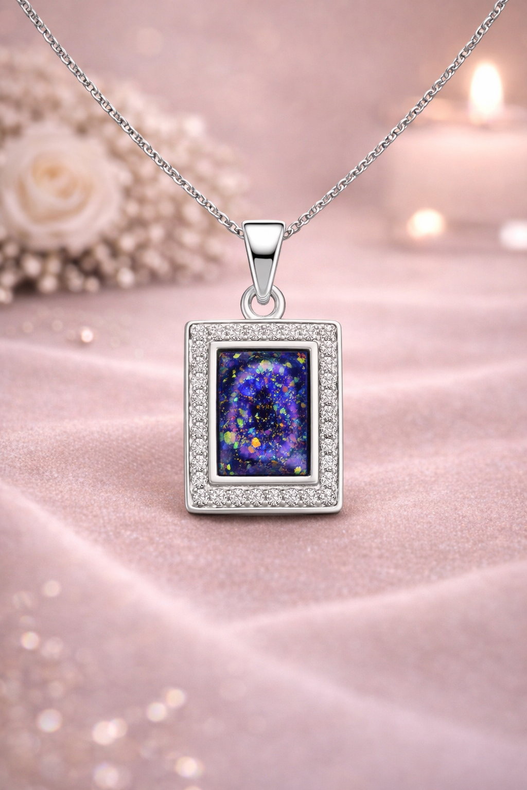 Halo - Rectangle Memorial Necklace