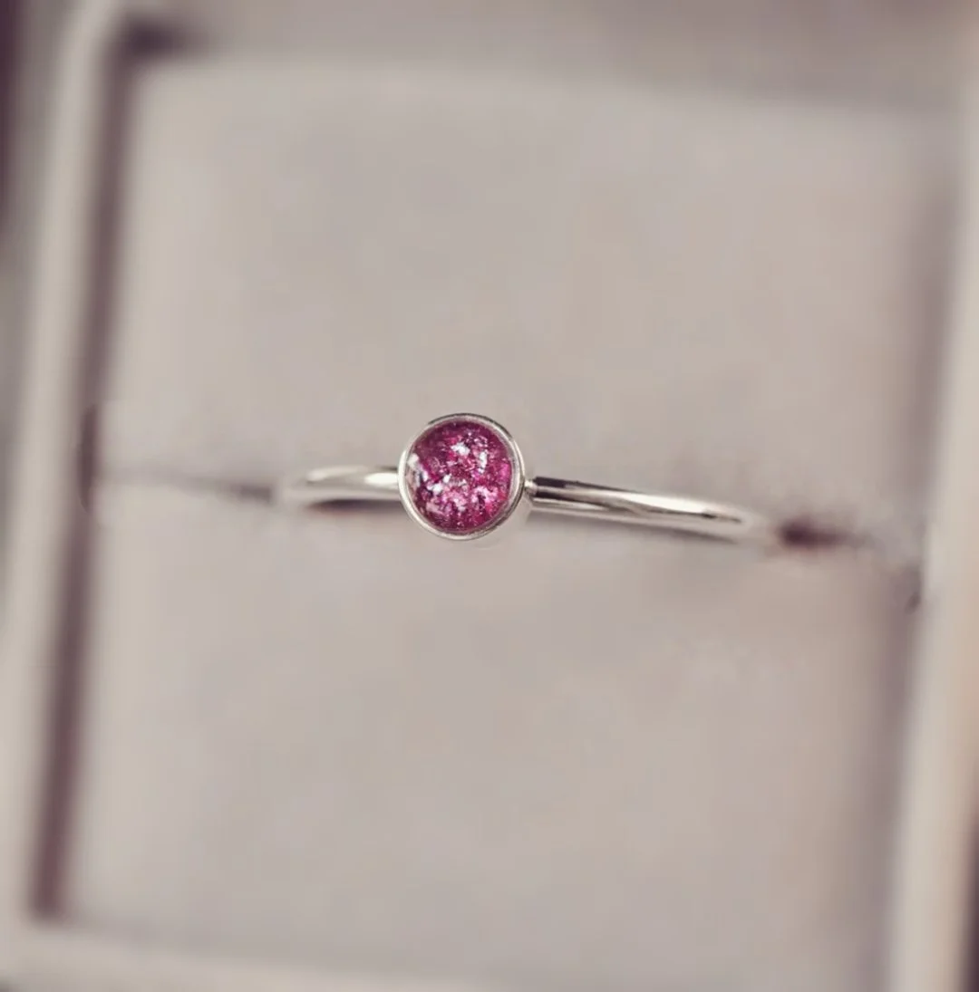 Silver Cremation Ashes Bezel Ring