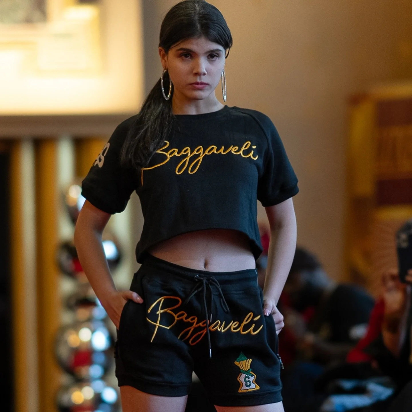 "@Bags_Baggaveli: Step into your power with our Black Shorts and T-shirt set featuring Gold Embroidery. 🖤✨ Made from thick 450 gsm cotton, just like your favorite tracksuit fabric, this ensemble is designed for women who are all in on their dre