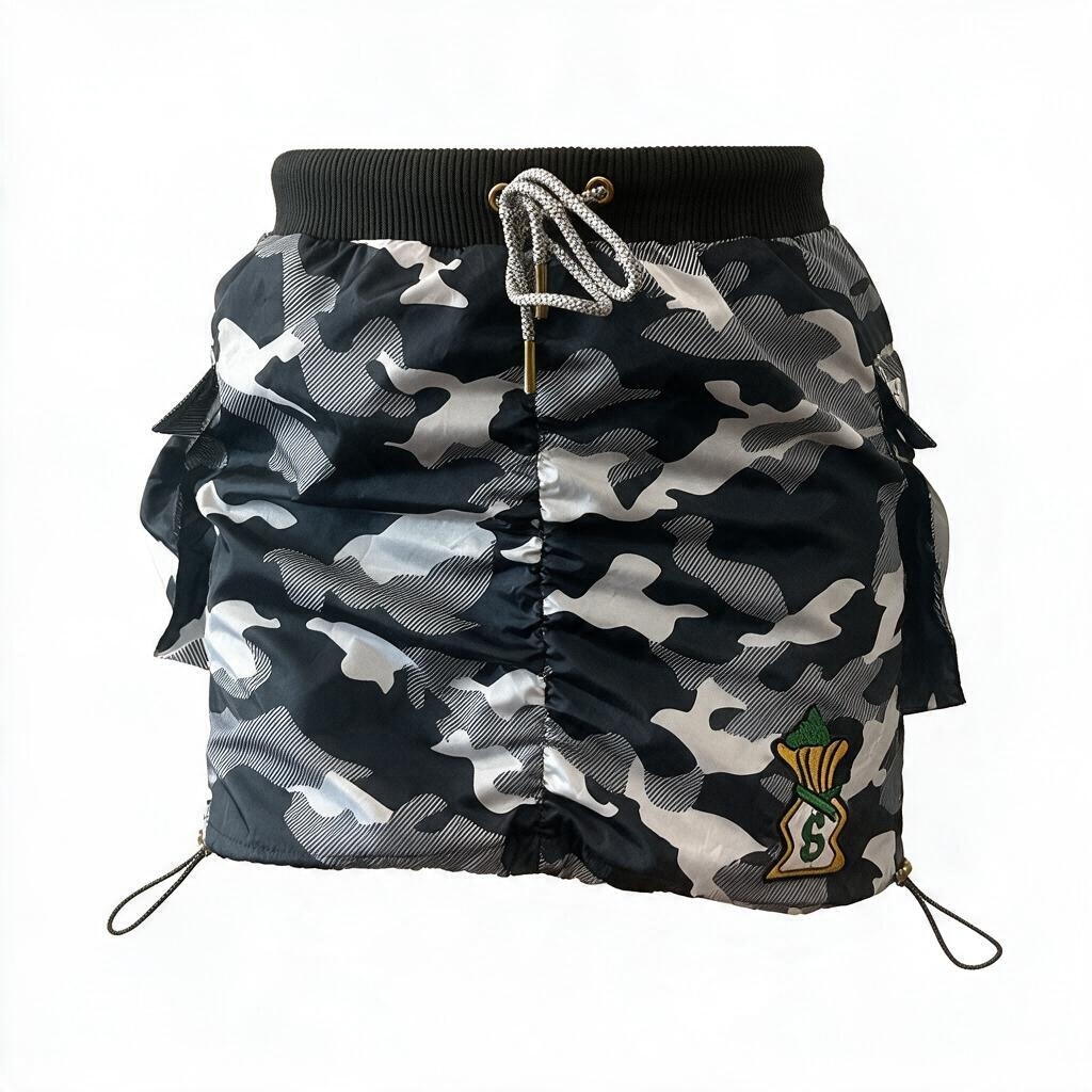 BAGSGAVELI Arctic Camo Cargo Mini Skirt - Ruched Drawstring