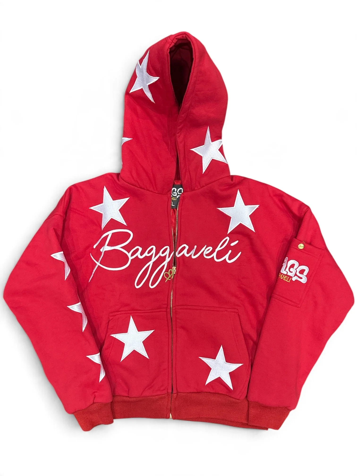 BAGSGAVELI Red Star Money Bag Hooded Bomber Jacket