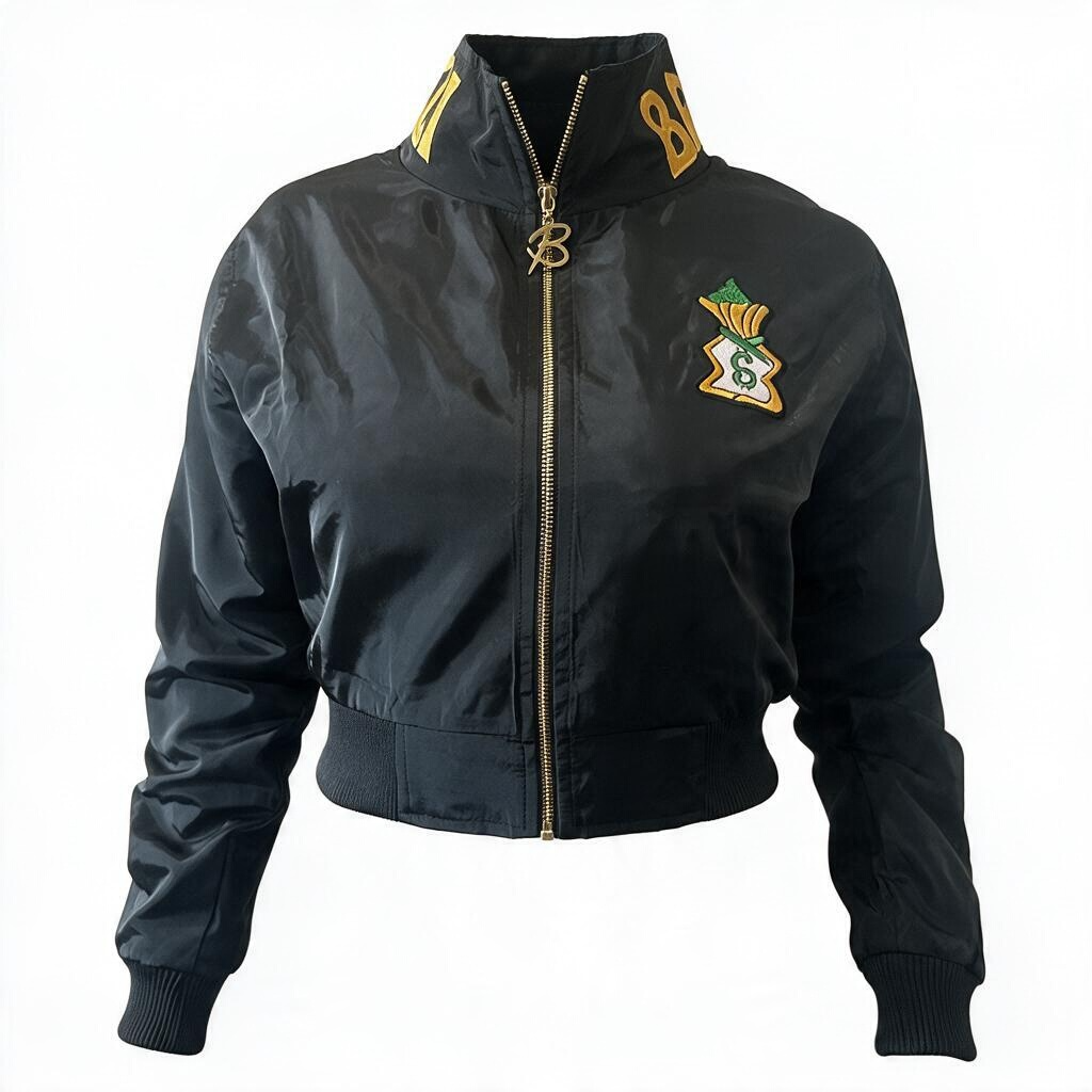 BAGSGAVELI Blackout Money Bag Set - Cropped Bomber Jacket + Halter Bra Top