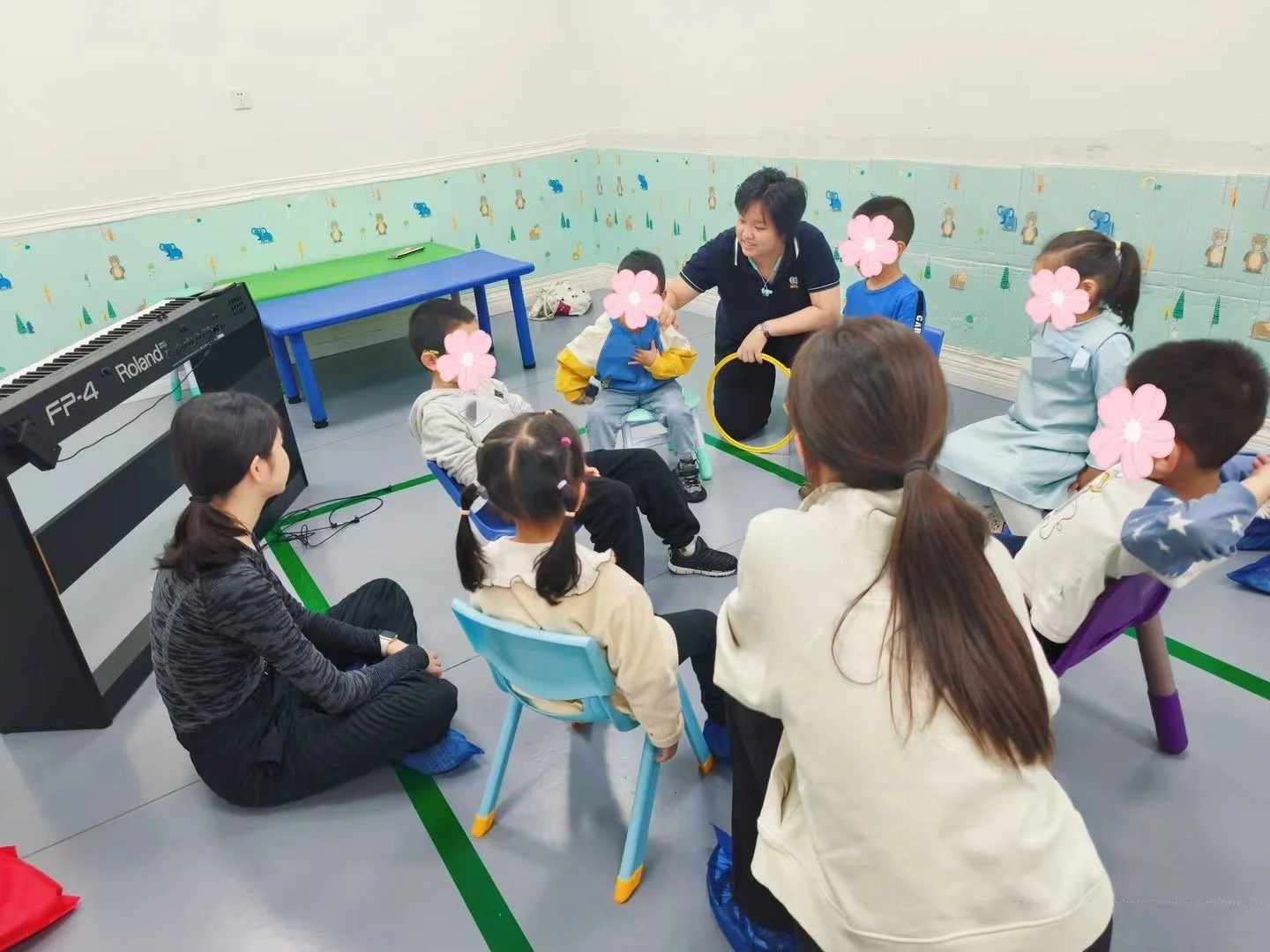 Playing soothing music to the autism kids