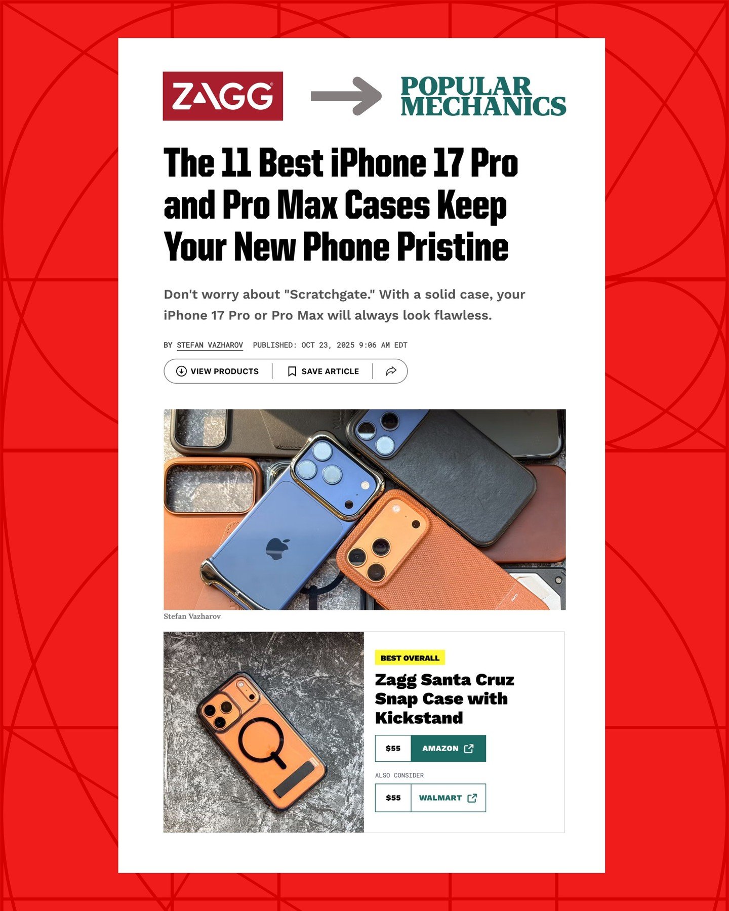 Big win for ZAGG, Inc.! Named the Best Overall iPhone 17 Pro/Pro Max case by Popular Mechanics Magazine. Santa Cruz Snap Case with Kickstand taking the top spot!

Protecting the new iPhone and leading the category!

#AppleAccessory #GadgetGuide #Phon