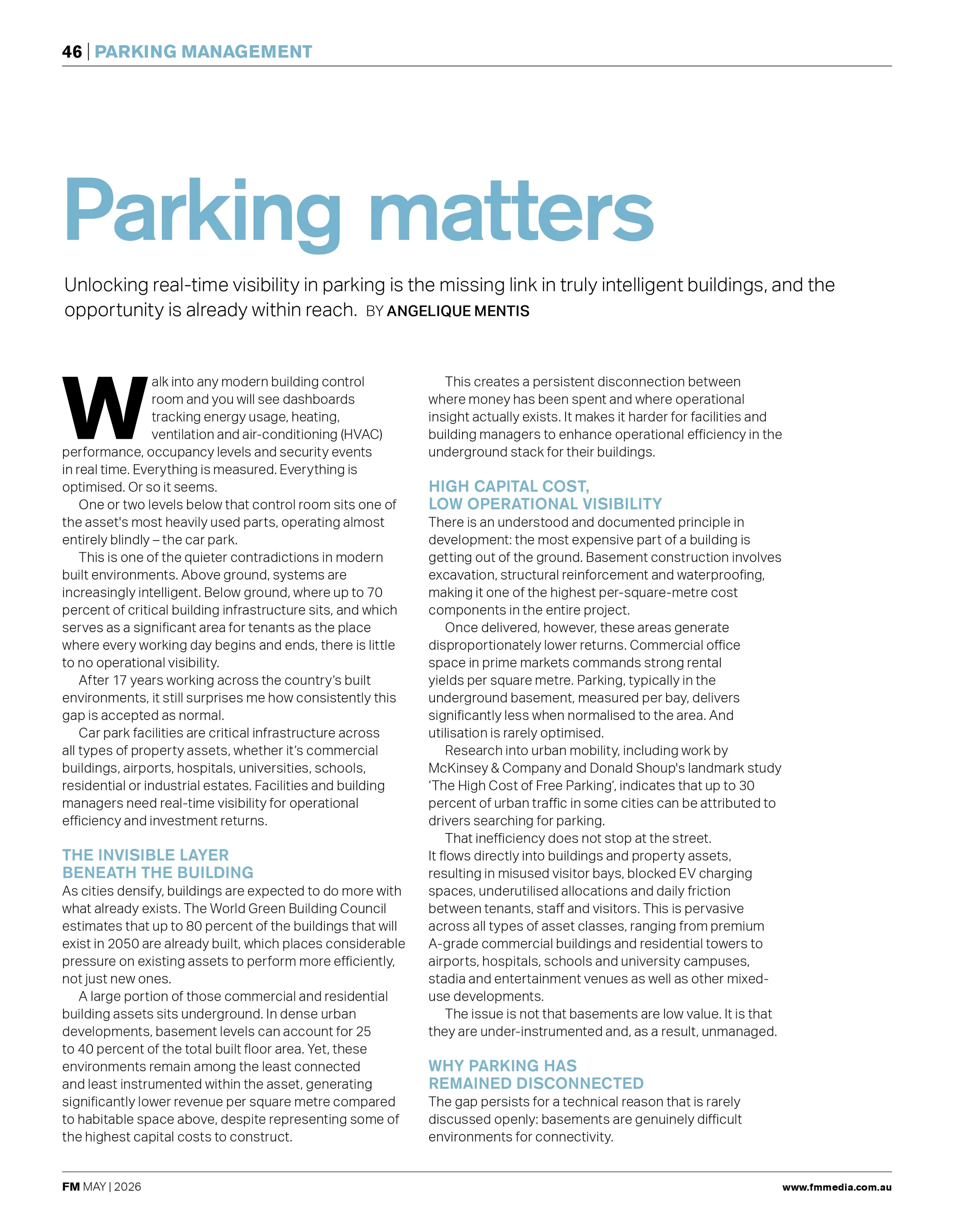 FM Media Magazine May 2026 - Parking matters Angelique Mentis article