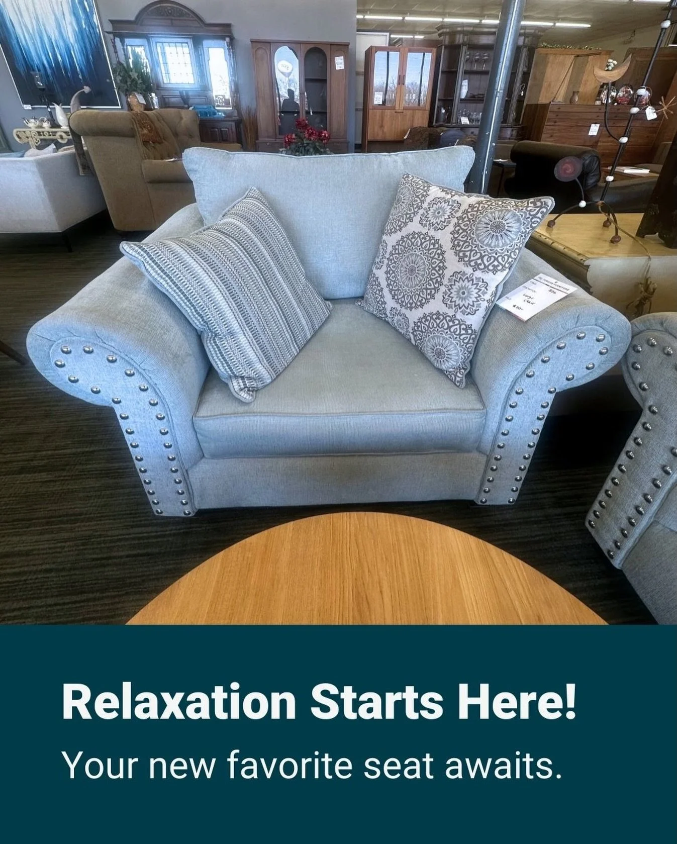 A chair does more than sit pretty, it invites you to stay awhile. Come see it in person before its gone.

Hours &amp; Location
Wednesday: 1:00&ndash;8:00pm
Thursday/Friday: 10:00am&ndash;8:00pm
Saturday: 9:00am&ndash;4:00pm

730 E North Ave
Carol Str