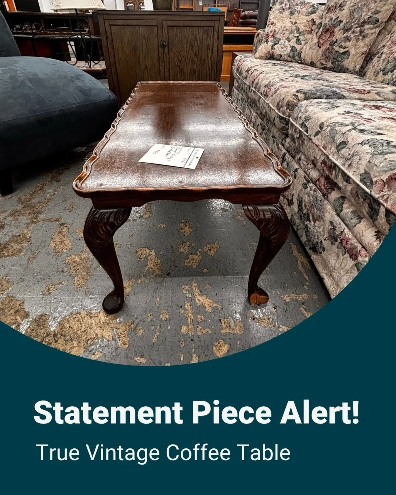 Statement Piece Alert 🚨

This vintage coffee table is all about the details&mdash;curved legs, rich wood tones, and timeless character you just can&rsquo;t replicate.

It&rsquo;s the kind of piece that instantly elevates your space and becomes the c