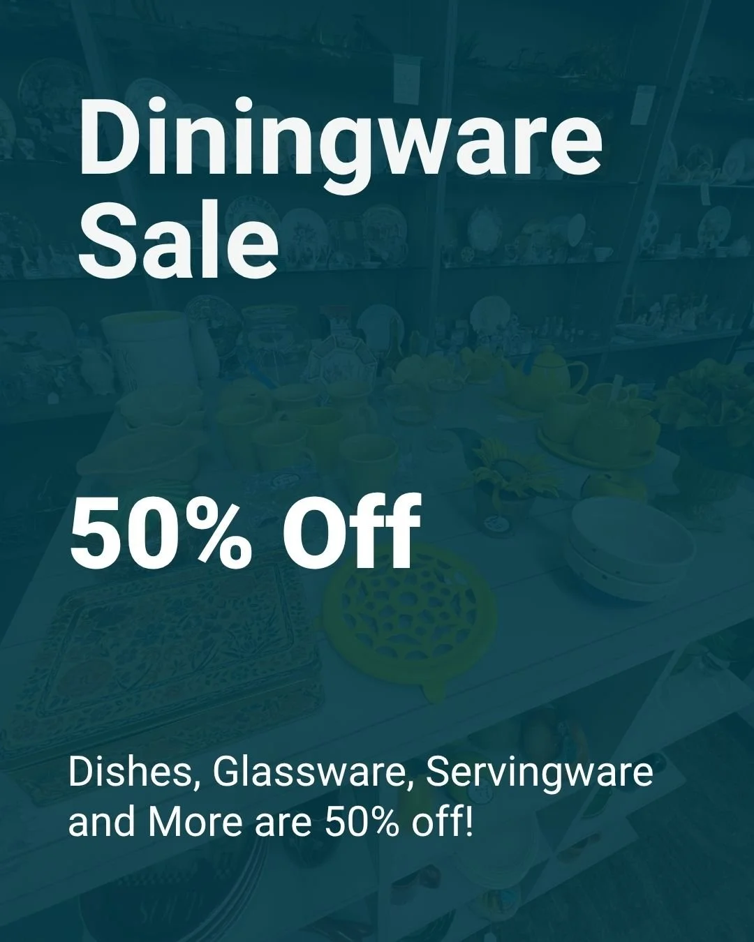 Summer gatherings start around the table. Through June 6, dishes, glassware, servingware and more are 50% off at Jubilee Furniture. Whether you&rsquo;re hosting a backyard barbecue or a family dinner, now is the perfect time to stock up.