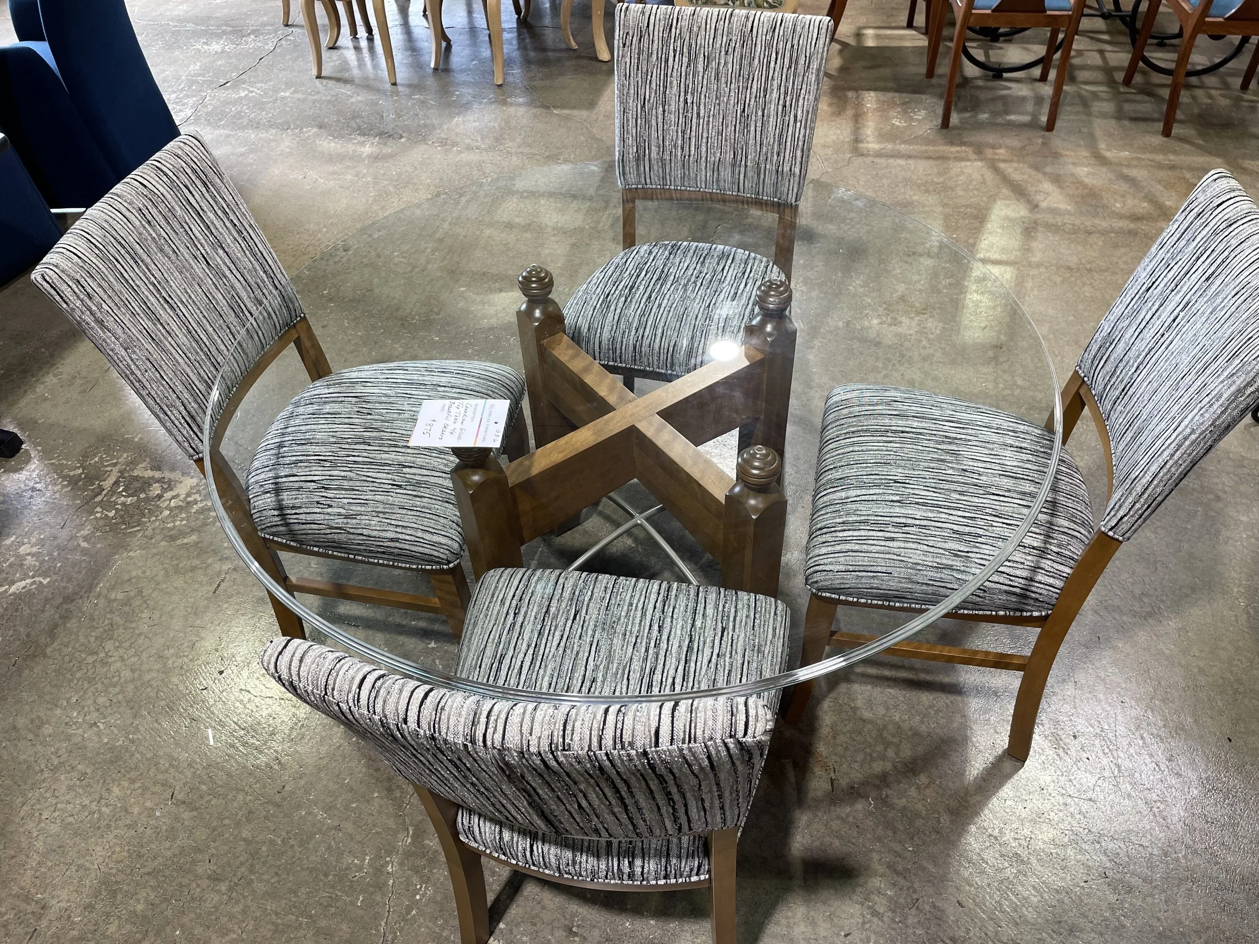 Glass-Top Dining Set with Upholstered Chairs