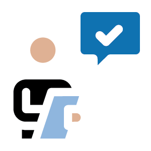 quality control icon figure with a clipboard and checkmark