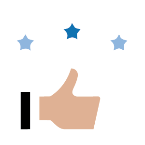 guaranteed satisfaction icon thumbs up with three stars