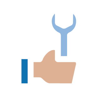 durable materials icon hand with a wrench