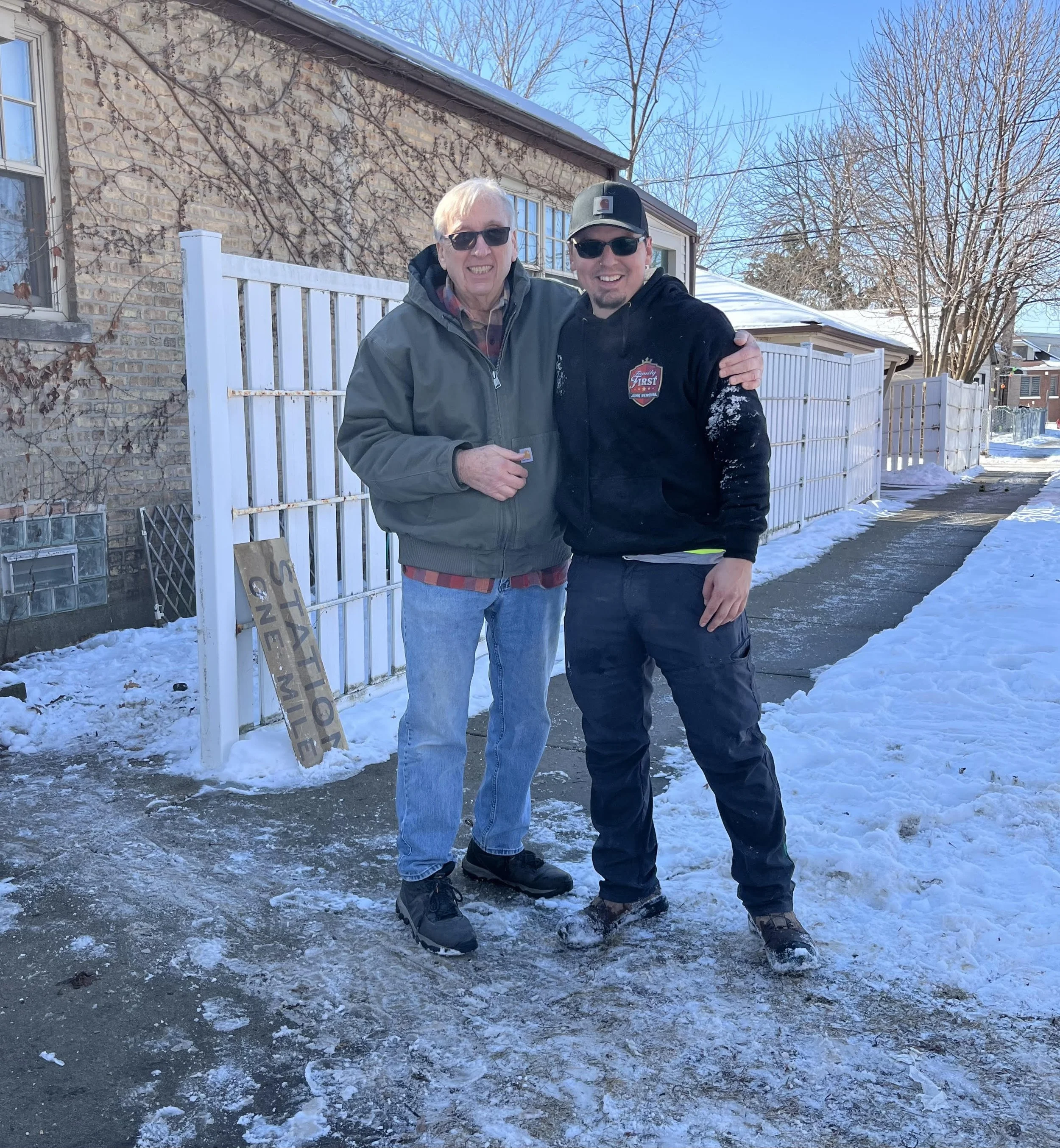 local junk removal service with satisfied customer