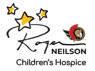 Logo for Roger Neilson Children's Hospice featuring the name stars, and the Ottawa Senators logo