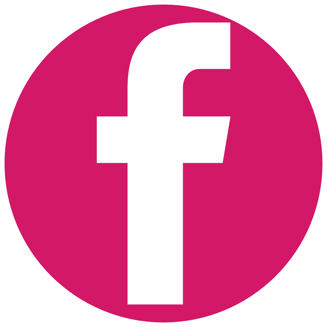 Facebook logo with white 'f' on pink circular background