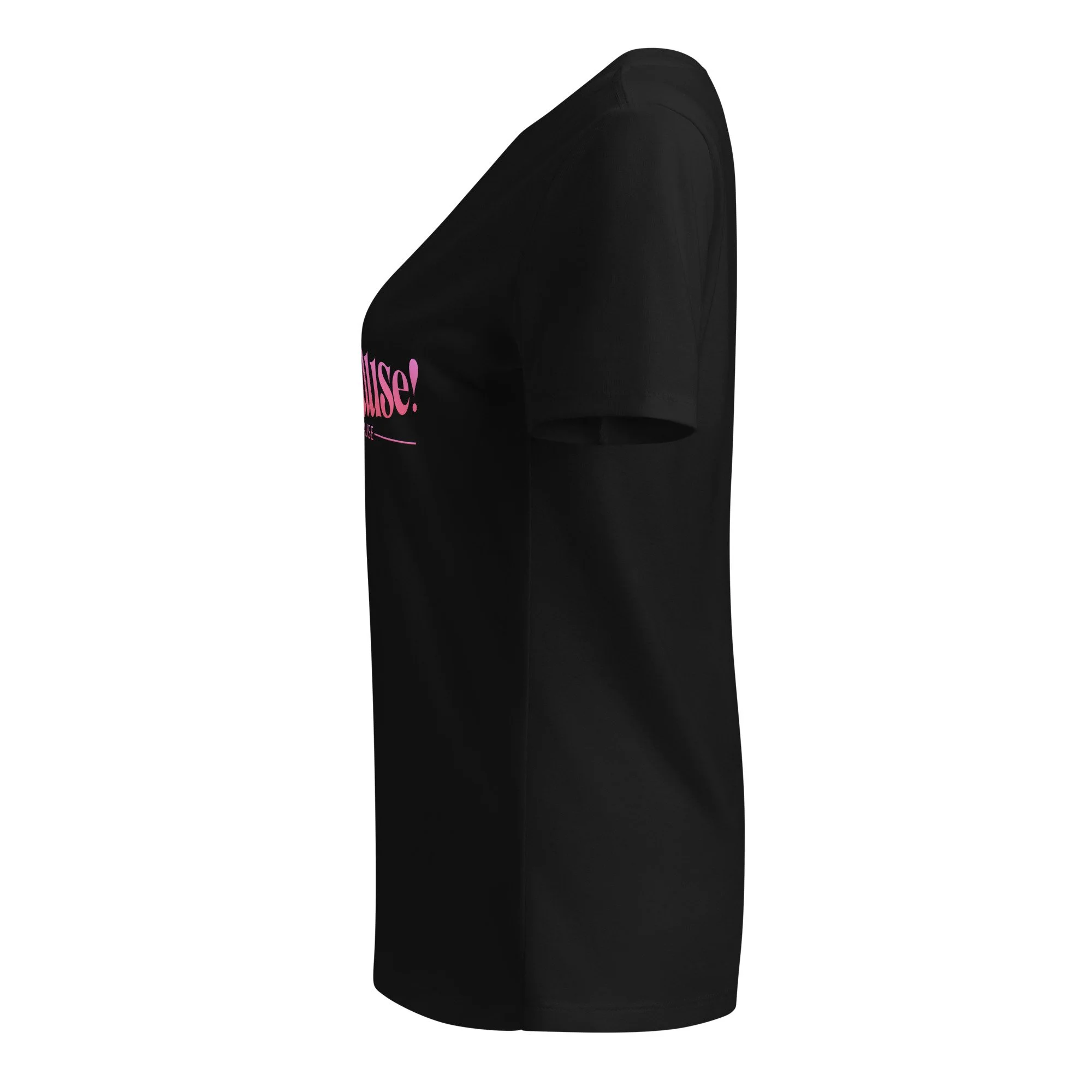 Side view of the MeNoPause!™ Signature V-Neck T-Shirt showing the sleeve and fit.