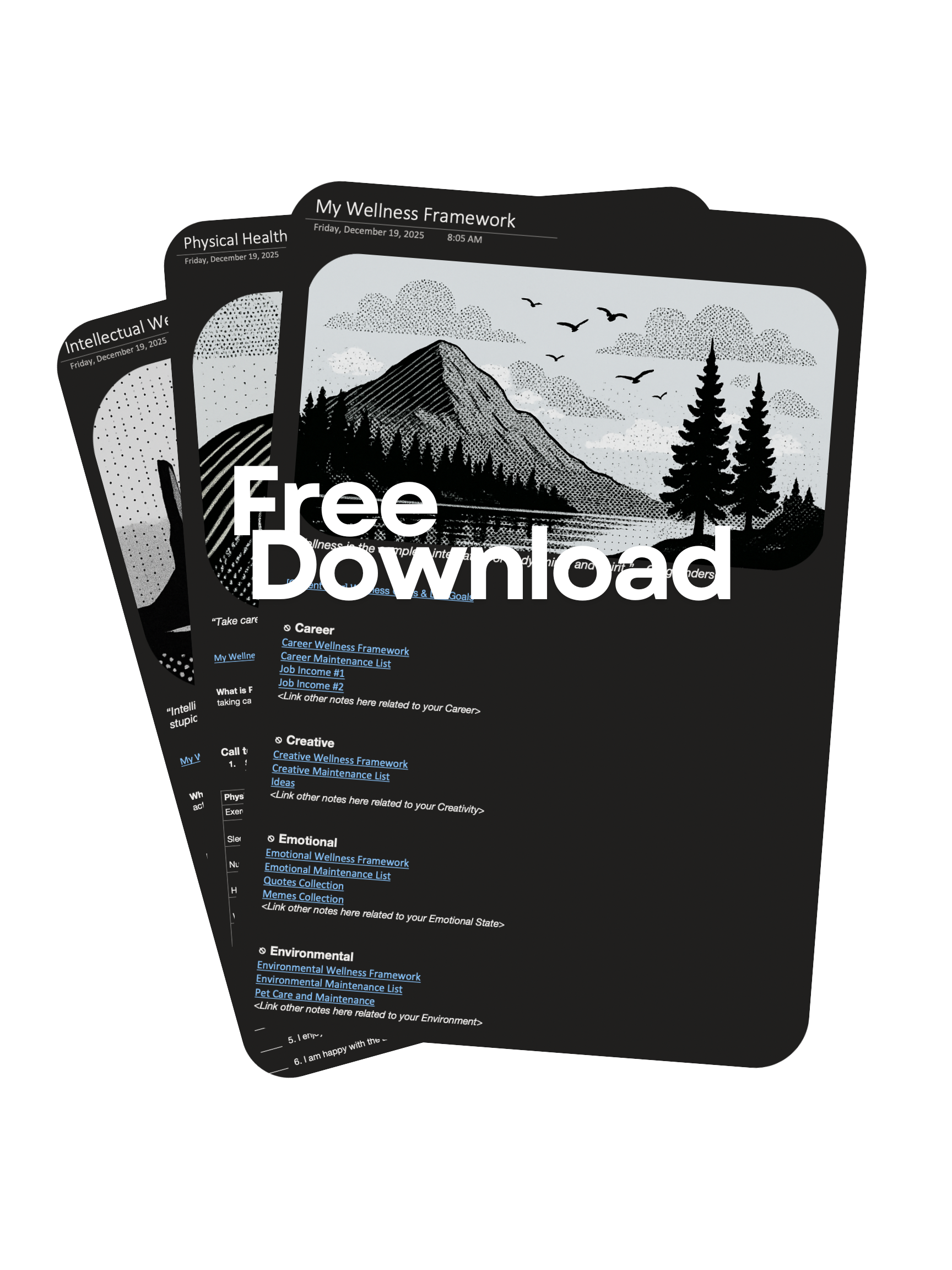 My Wellness Framework FREE Digital Templates Package for Microsoft OneNote