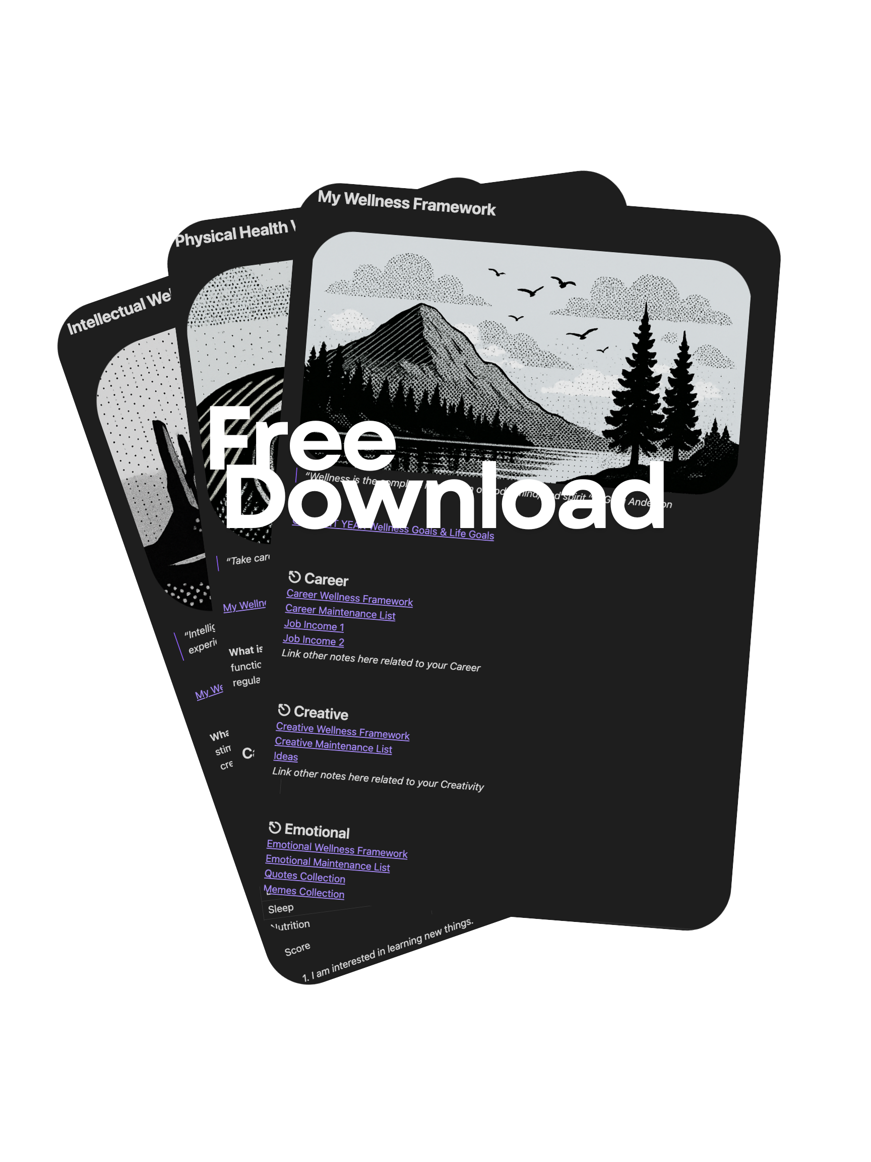 My Wellness Framework FREE Digital Templates Package for Obsidian