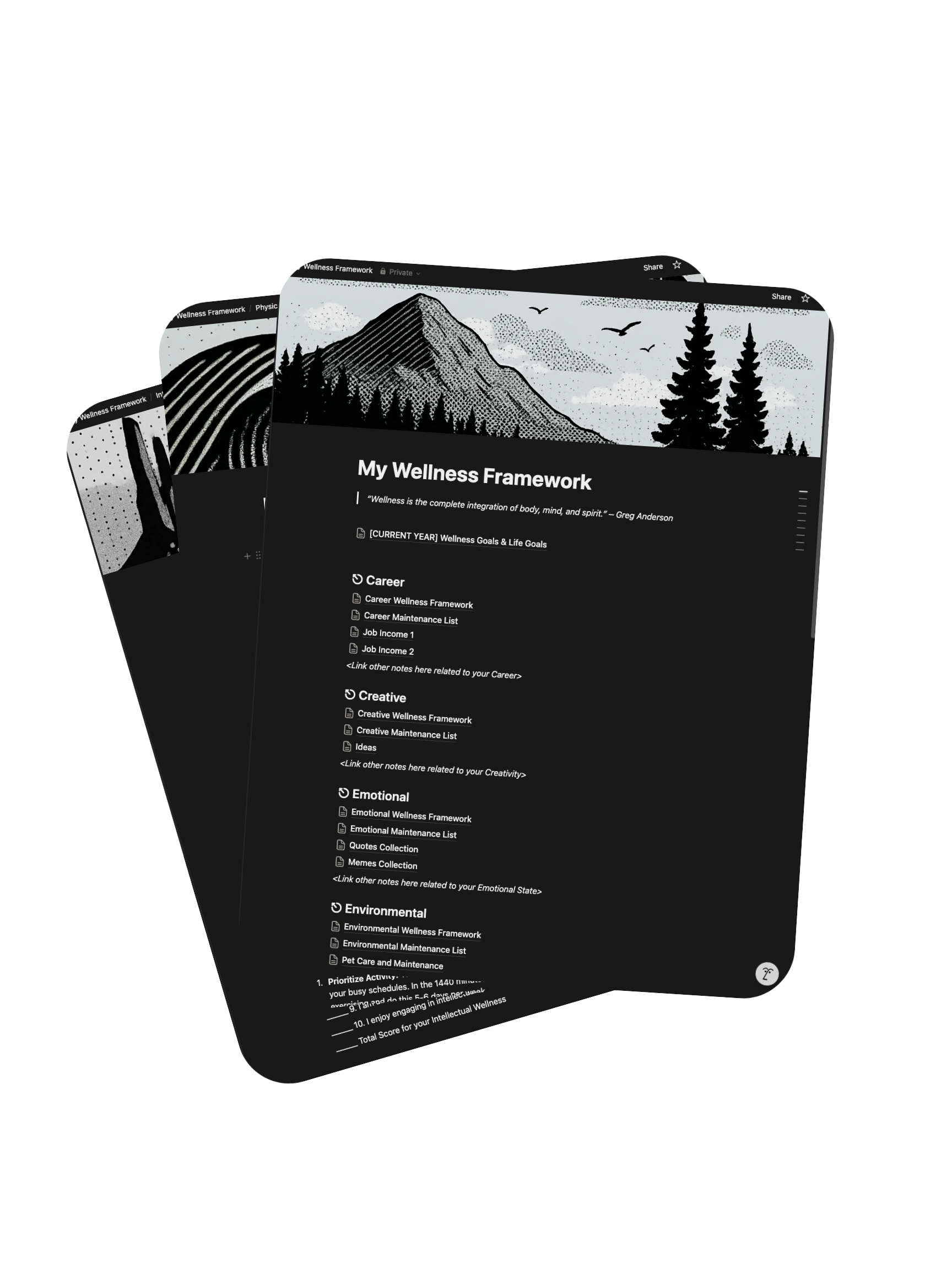 My Wellness Framework FULL Digital Templates Package for Notion