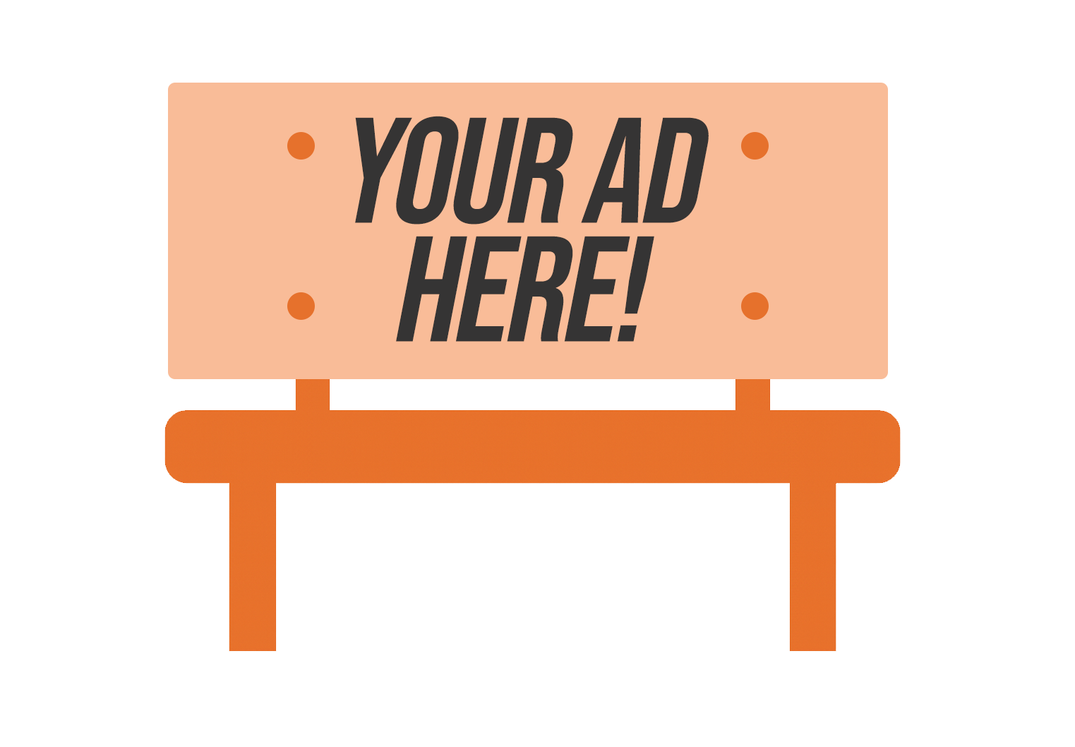 Orange bench with the text Your Ad Here!