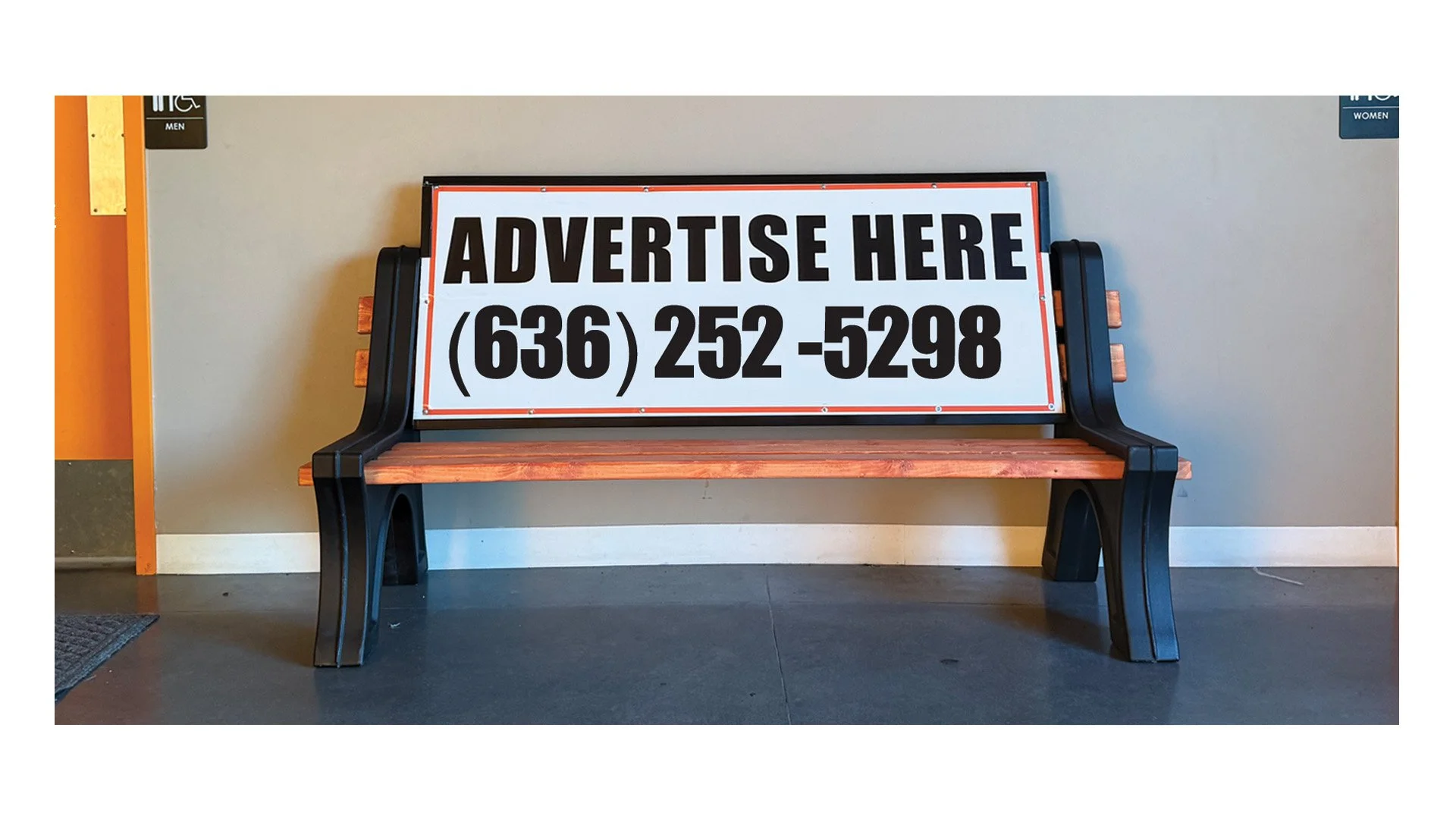 Bench with Your Ad Here! Call us today! (636) 252-5298 text