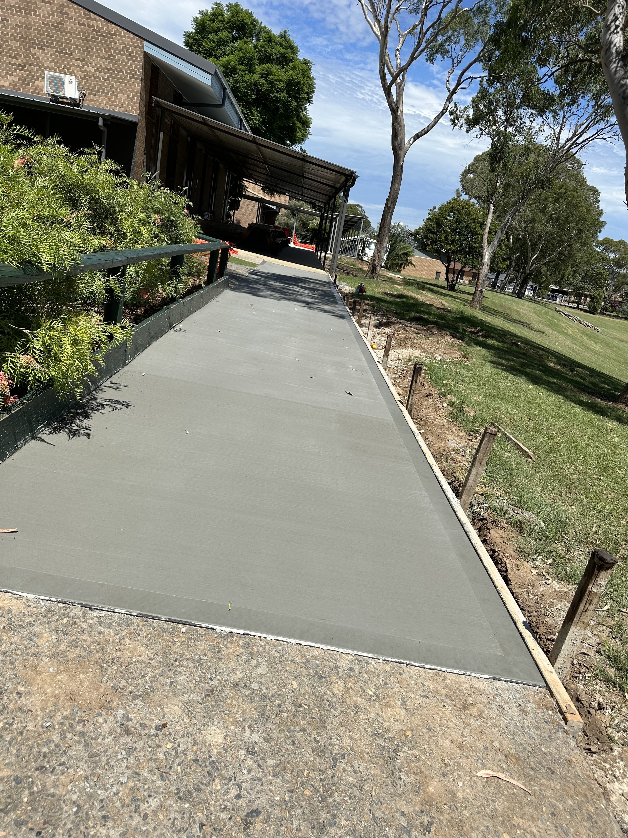 Newly poured driveway in commercial job