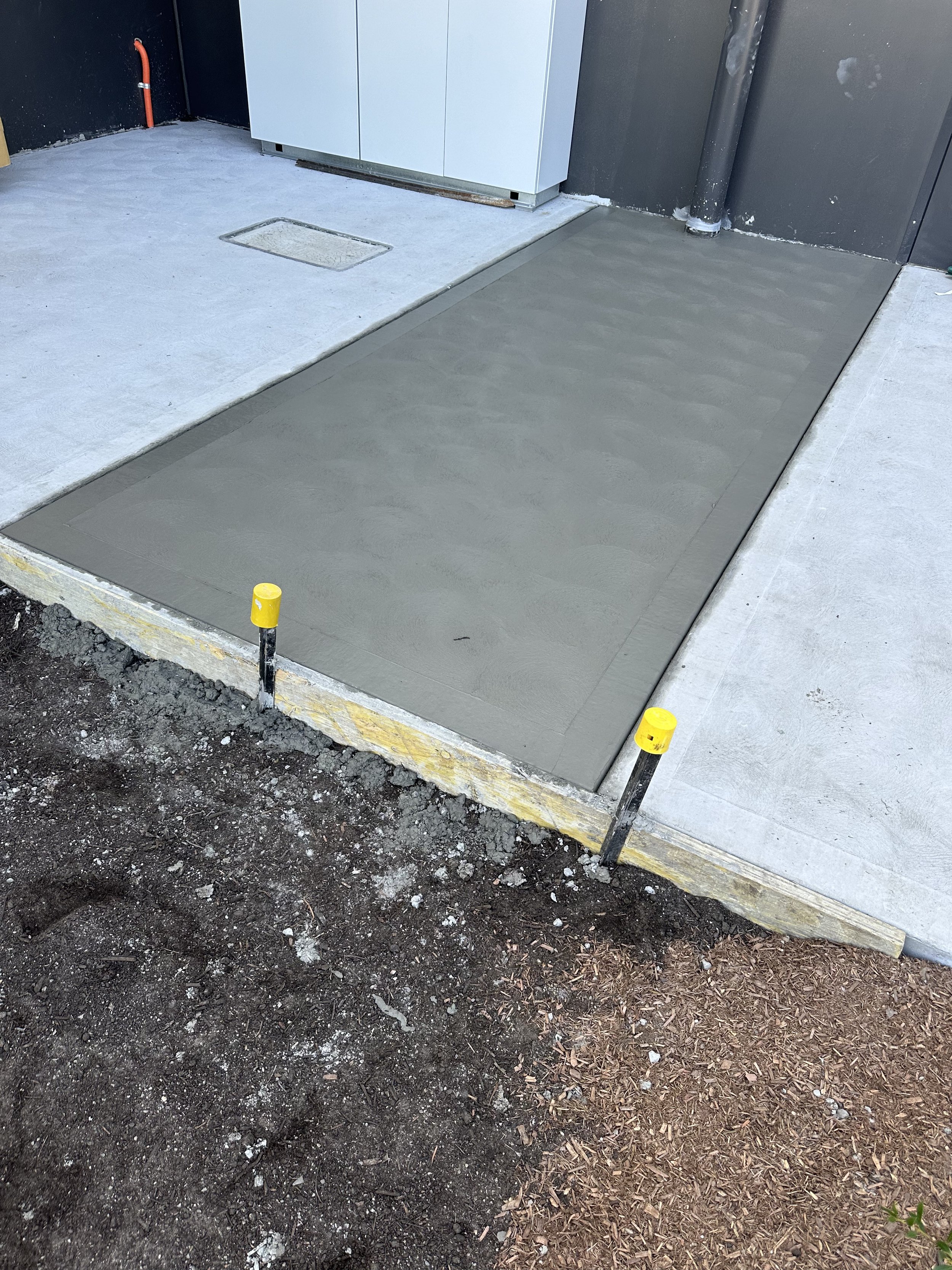 Concrete slab freshly poured 