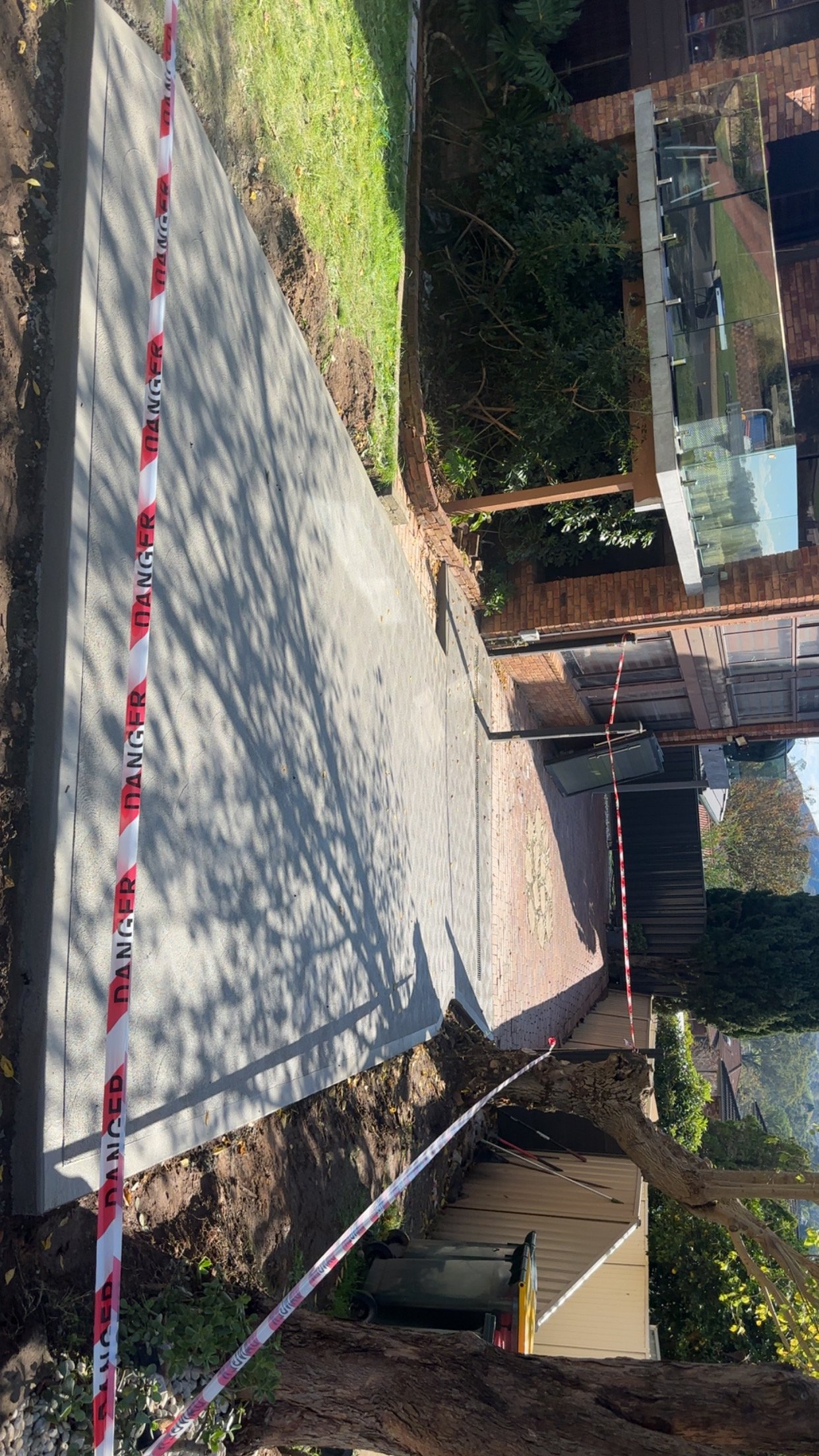 Newly poured concrete driveway
