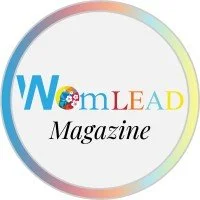 WomLEAD Magazine logo with a circular gradient border.