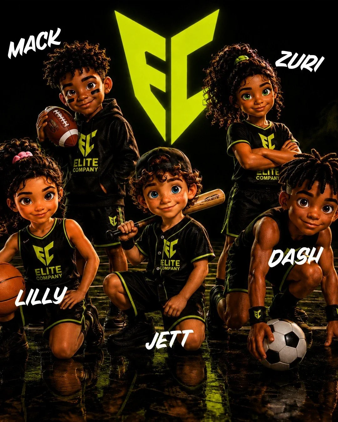 Meet the Little Elites!

We&rsquo;ve taken Elite Company and turned it into our very own animated sports crew!
Meet Lilly, Zuri, Dash, Mack &amp; Jett - five Little Elites with their own personalities, sports, songs and adventures.

We wanted to crea