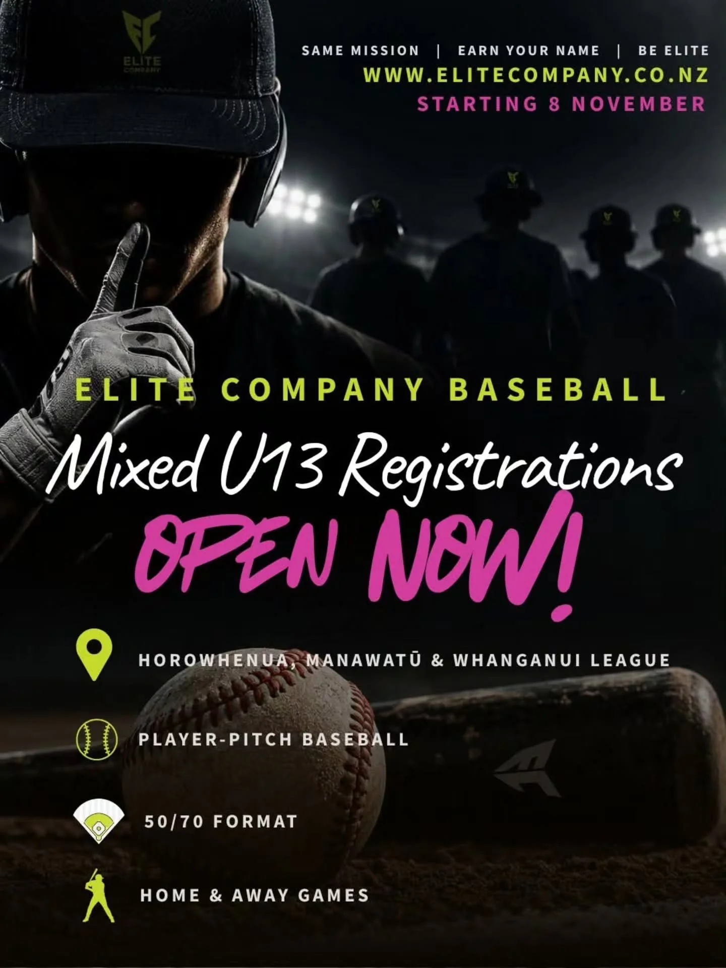 We&rsquo;re excited to announce the opening of registrations for our U13 Mixed Baseball team, which will compete in a league alongside teams from Horowhenua and Levin.

We&rsquo;re also very grateful to welcome James Dyason to lead the programme. Jam