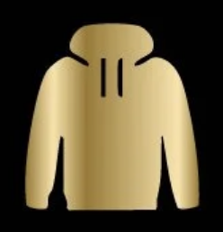 Icon of a beige hoodie on a black background.