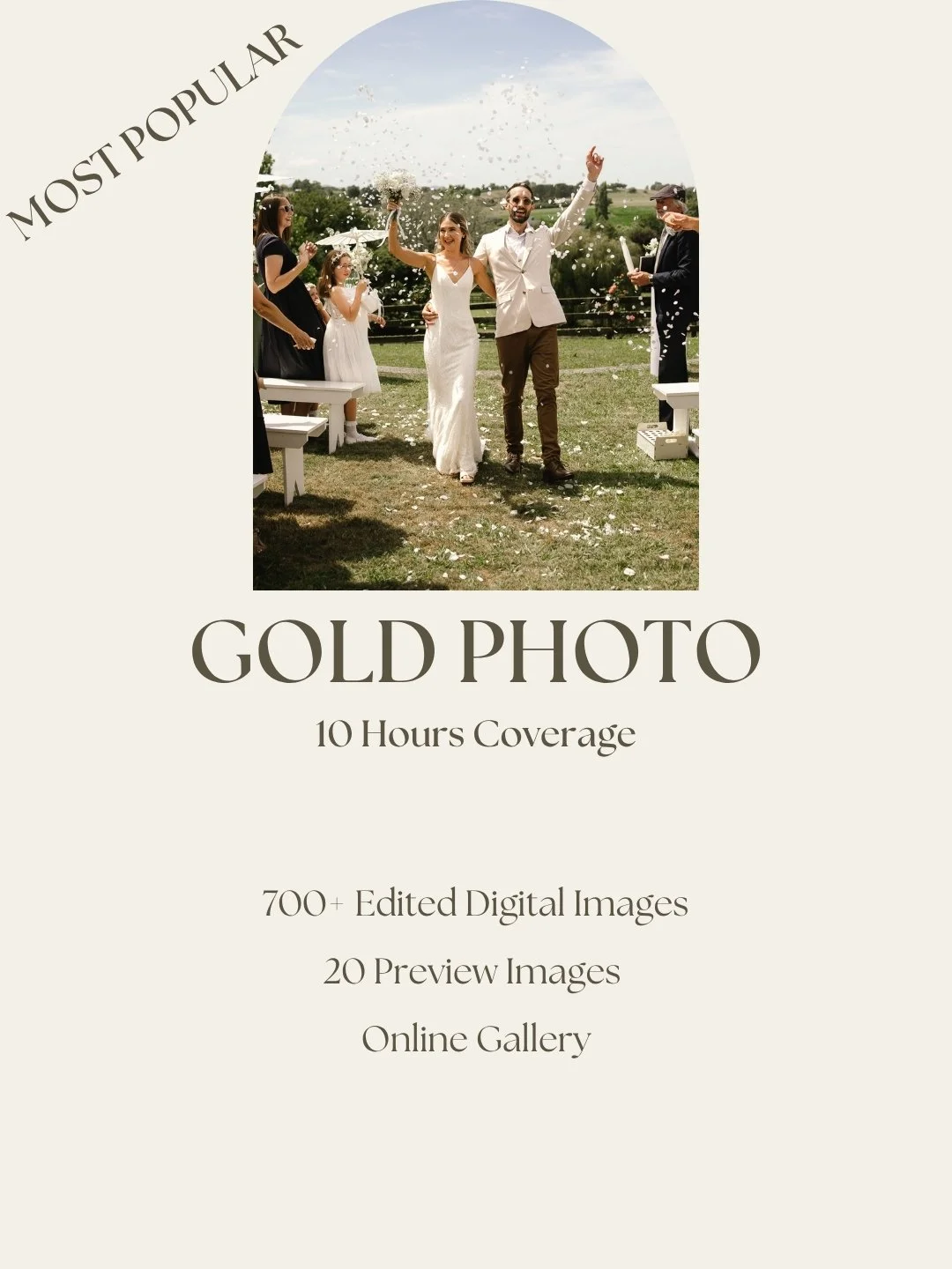 A wedding celebration outdoors with a bride and groom walking down the aisle, surrounded by friends and family, with confetti falling around them.