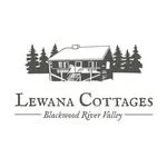 Logo for Lewana Cottages with a house and trees in black and white