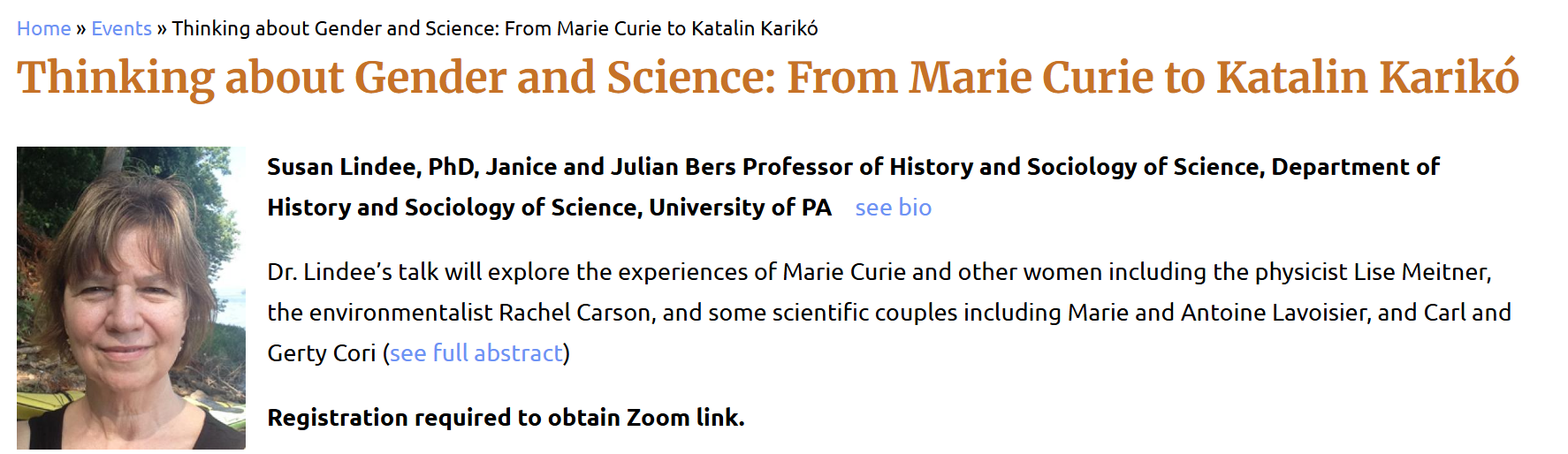 Thinking About Gender & Science: From Marie Curie to Katalin Kariko