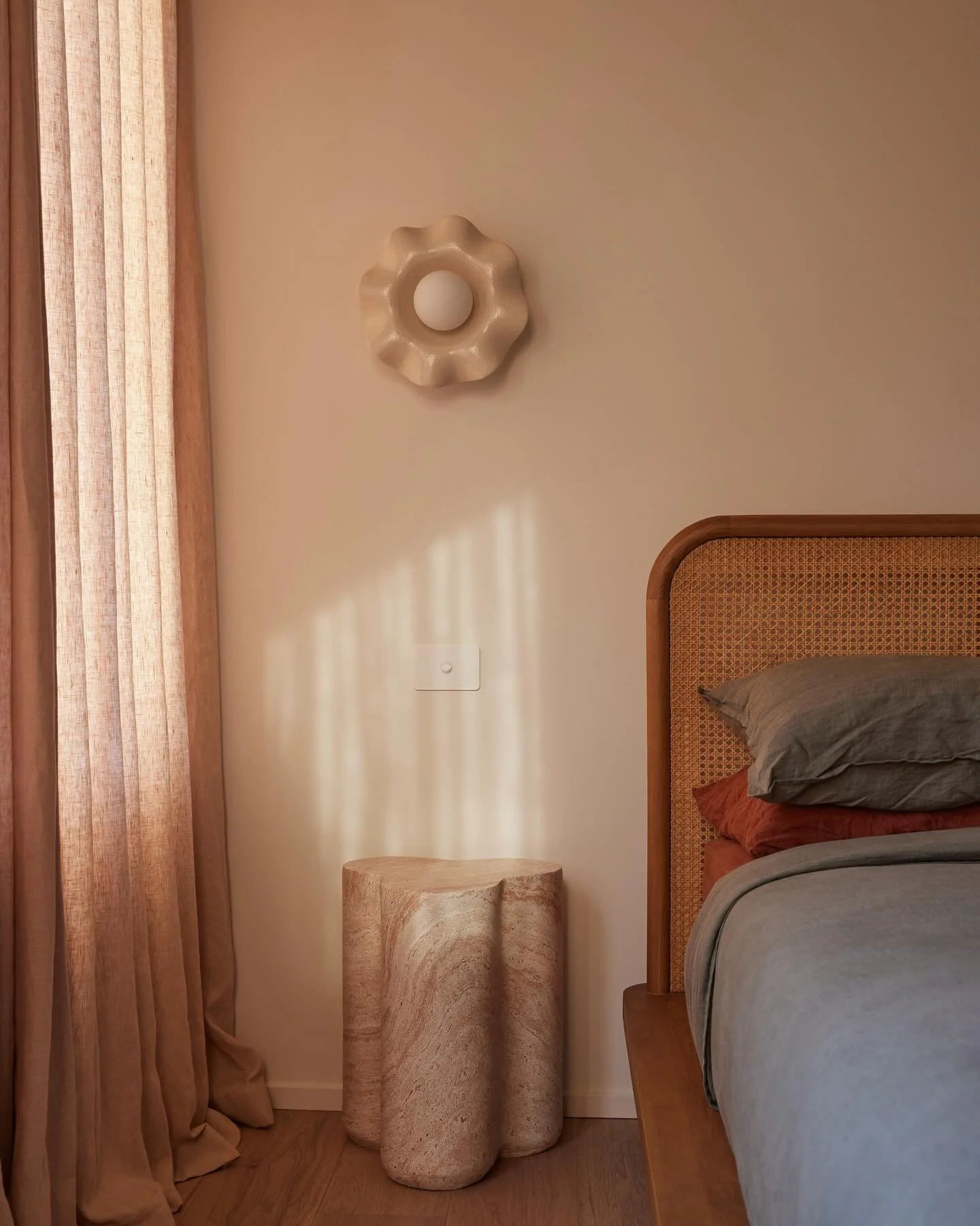 I realised we had never posted full view of the downstairs main bedroom. The master bedroom seems to get all the attention but this room is one of my favourite in the house, it overlooks the water to one side and the banksia trees on the other. Plus 