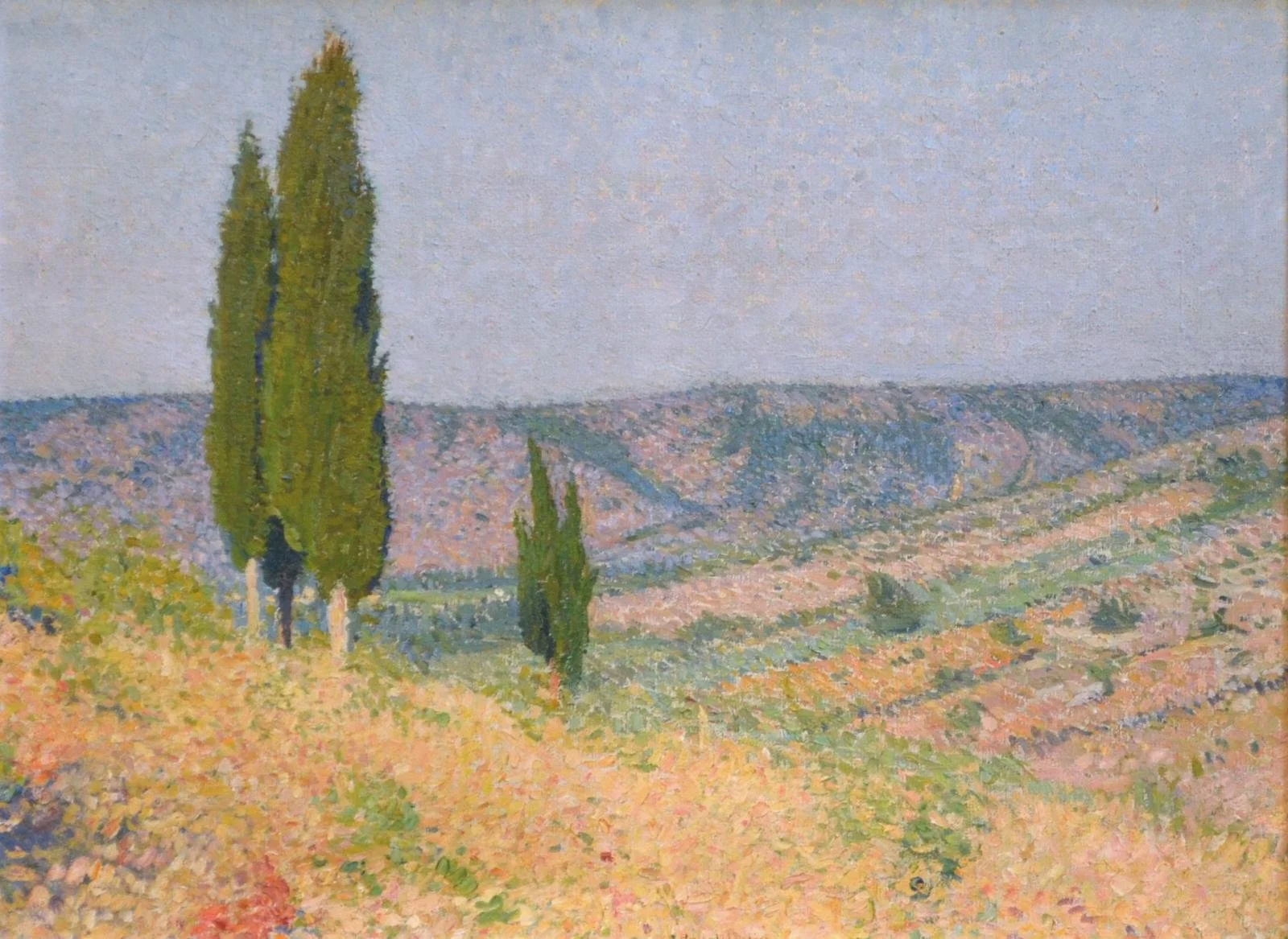 Peinture de Henri Martin paysage au cyprès