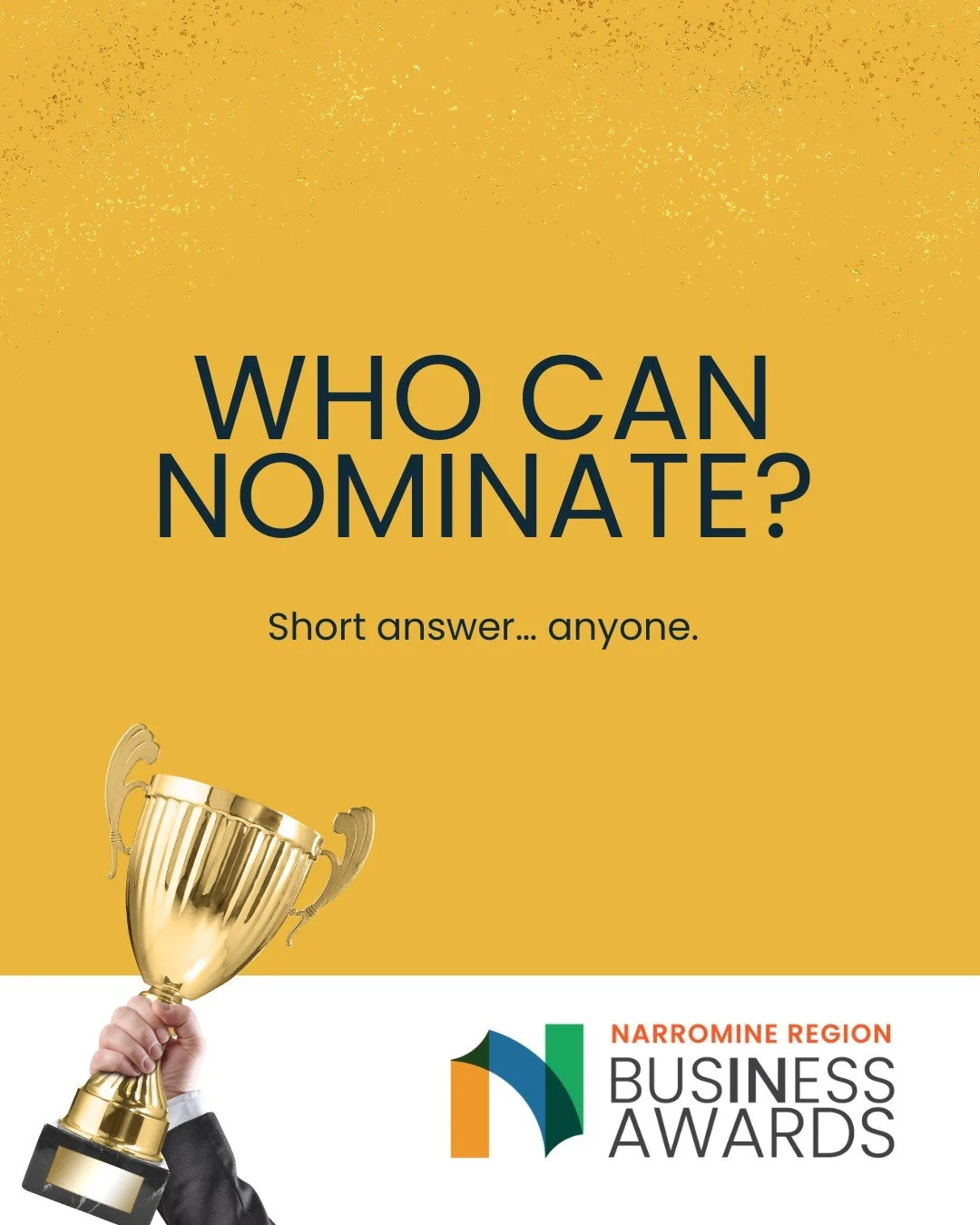 🏆 Who can submit a nomination?

Short answer&hellip; anyone.

✔ Business owners &ndash; back yourself or your team
✔ Employees &ndash; recognise a workplace or leader doing things right
✔ Customers &ndash; shout out the businesses you love
✔ Communi