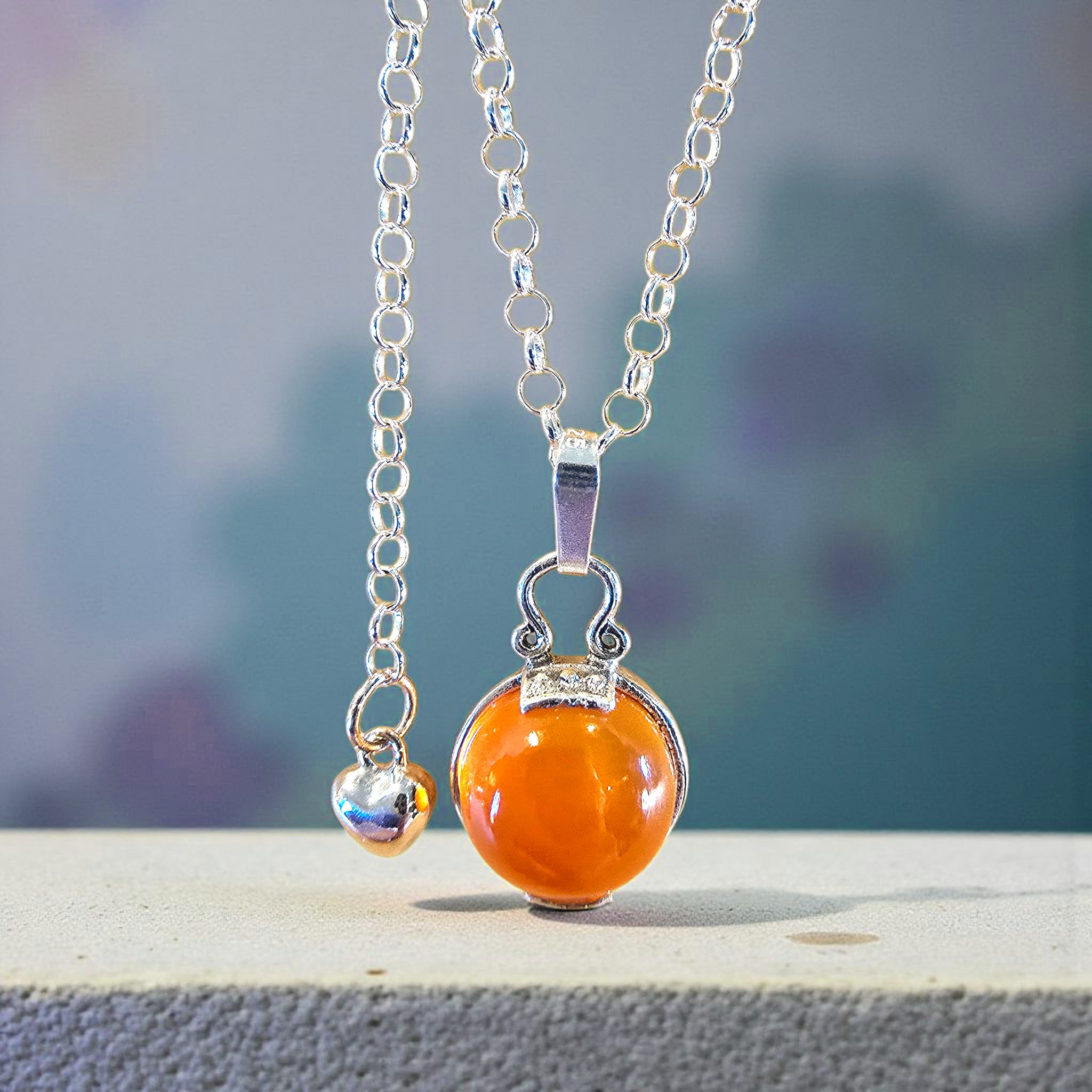 Carnelian Sterling Silver Necklace