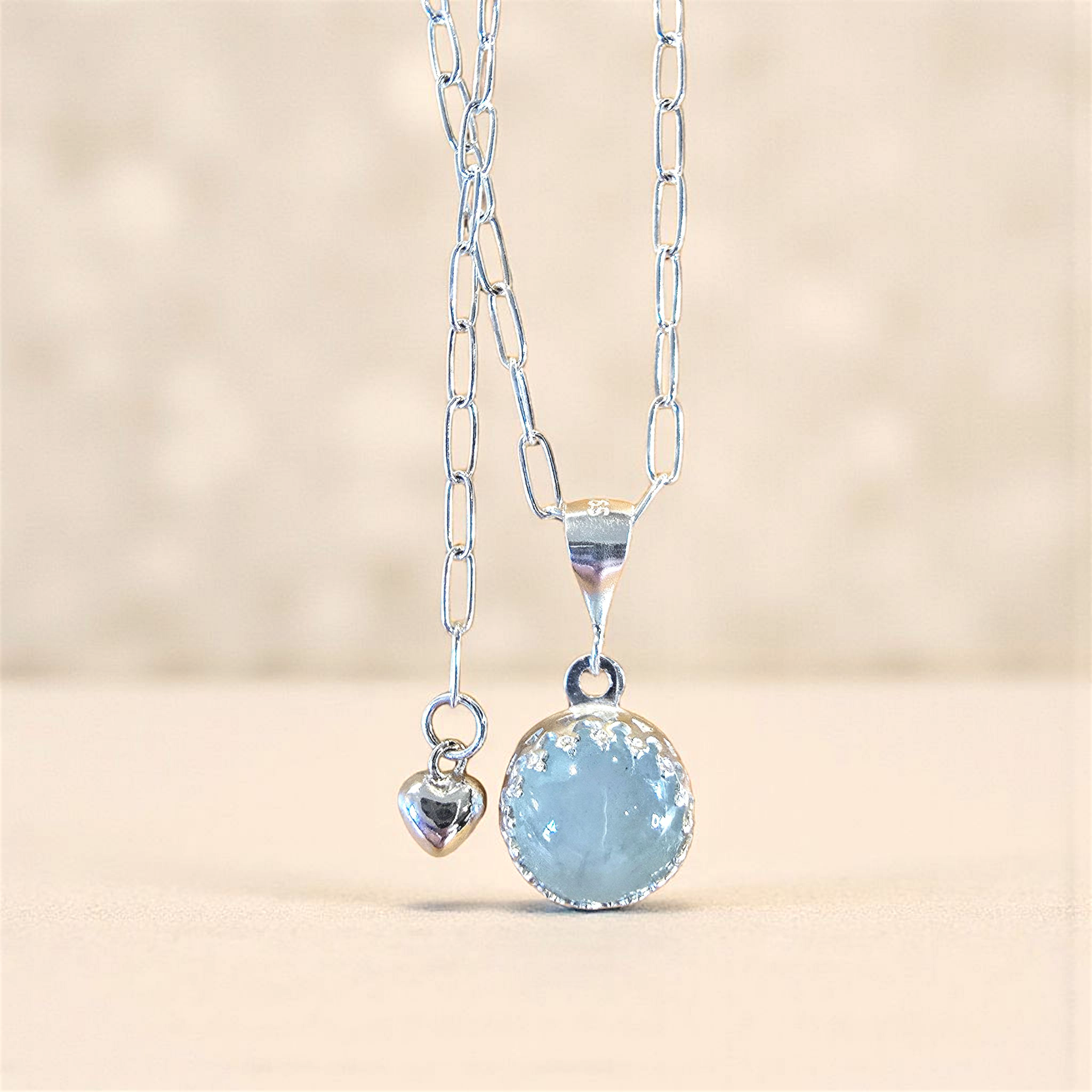 Milky Aquamarine Sterling Silver Necklace